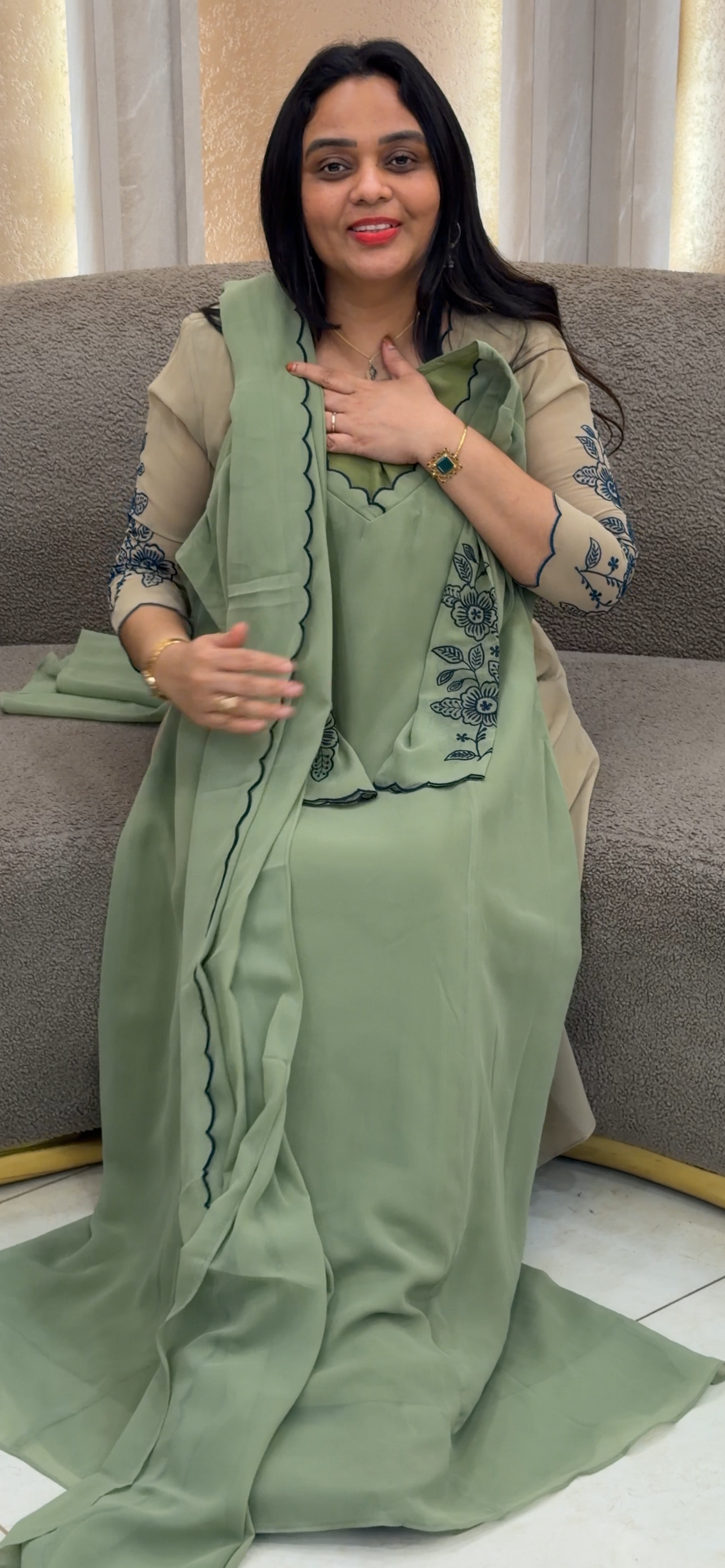 IHA'S IN-HOUSE GEORGETTE ALINE TOP AND DUPATTA - IHA 35186