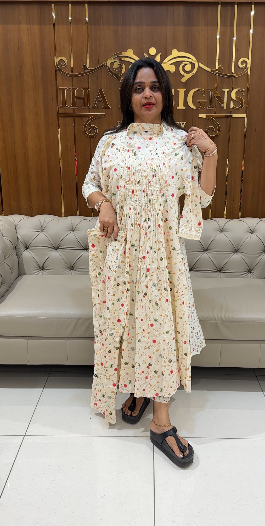 PRINTED COTTON ALINE TOP AND BOTTOM - IHA 24523