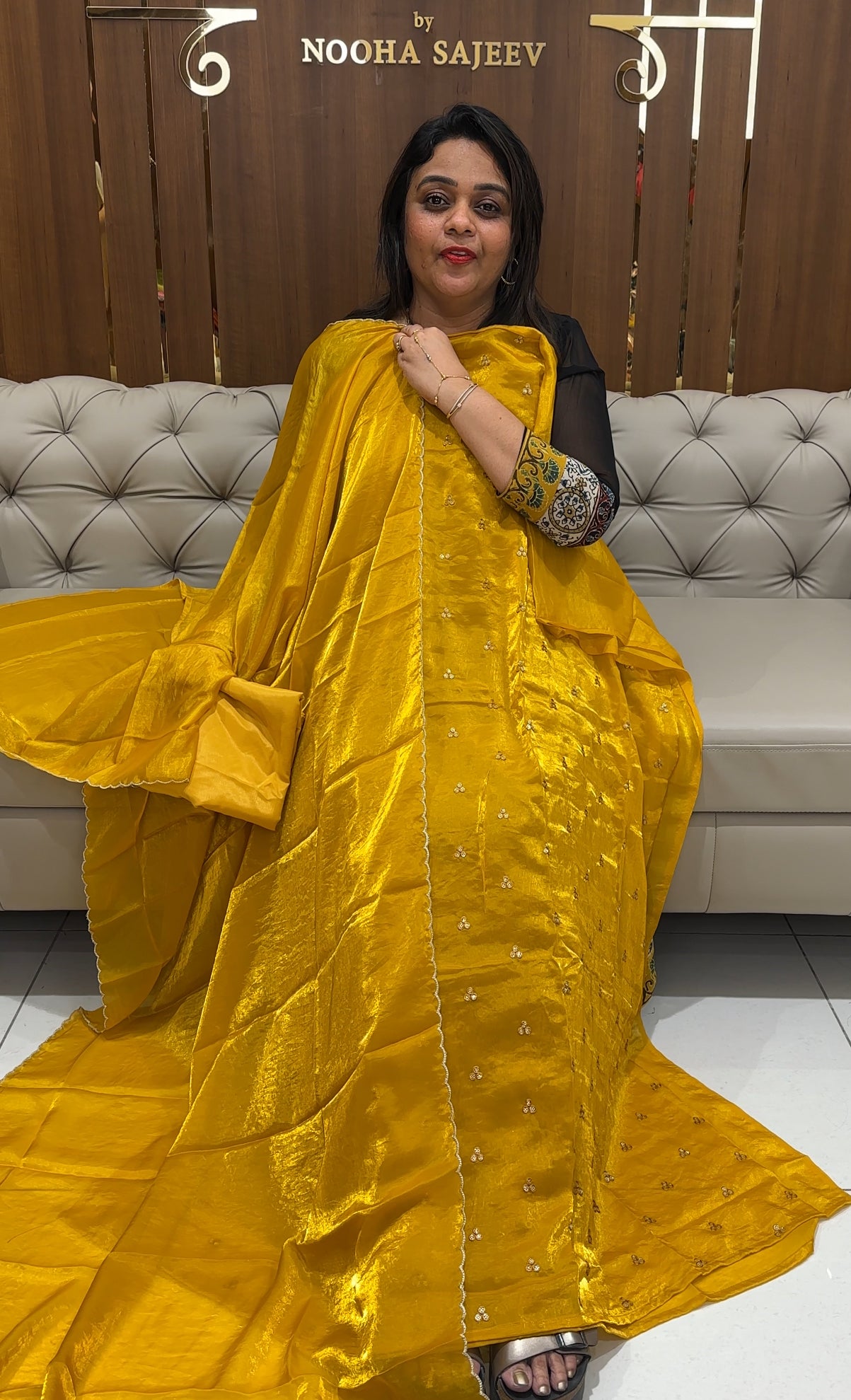 VELVET ORGANZA UNATITCHED SALWAR SUITS - IHA 24168