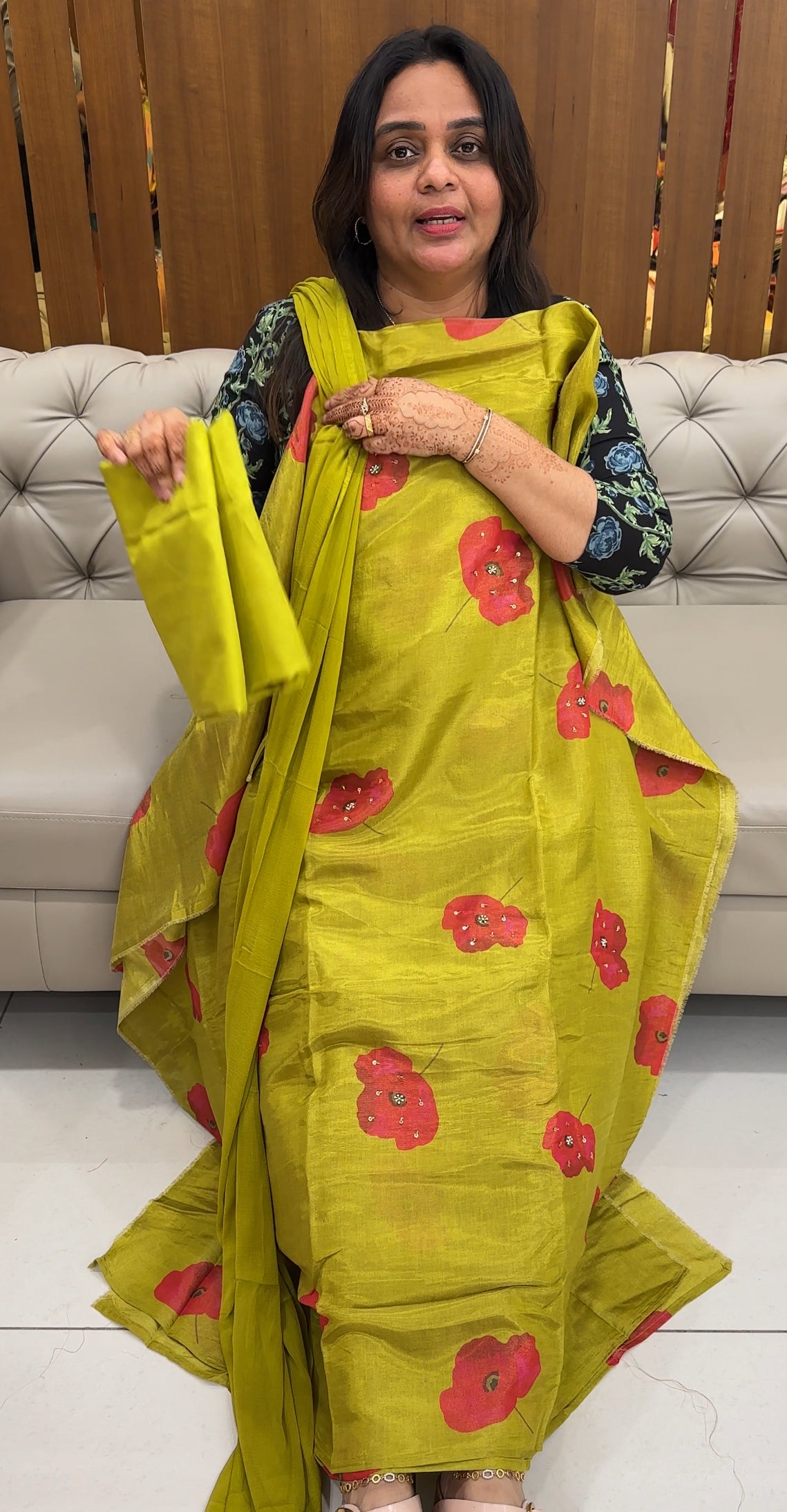 VISCOSE TISSUE UNSTITCHED SALWAR SUITS - IHA 27433