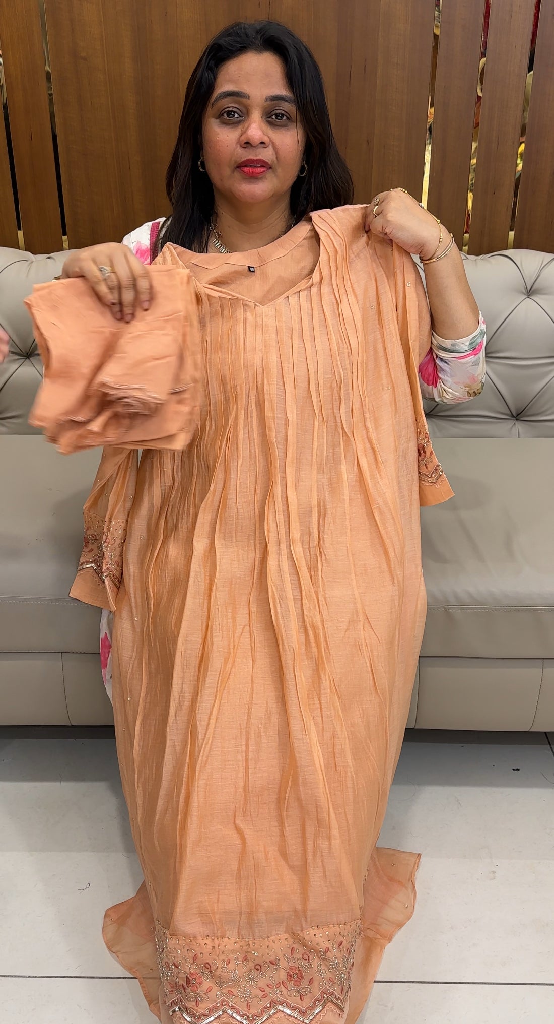 MALAI CHANDERI TOP, BOTTOM AND DUPATTA - IHA 26117