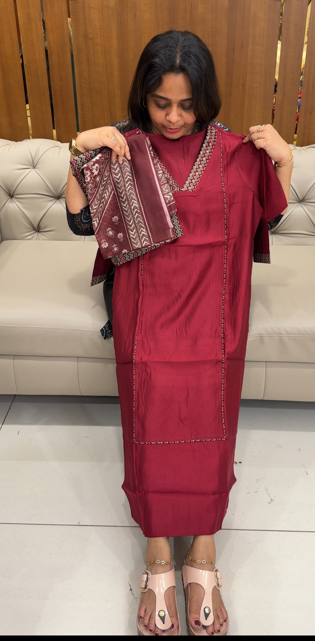 SEMI RAW SILK TOP, BOTTOM AND DUPATTA - IHA 26909