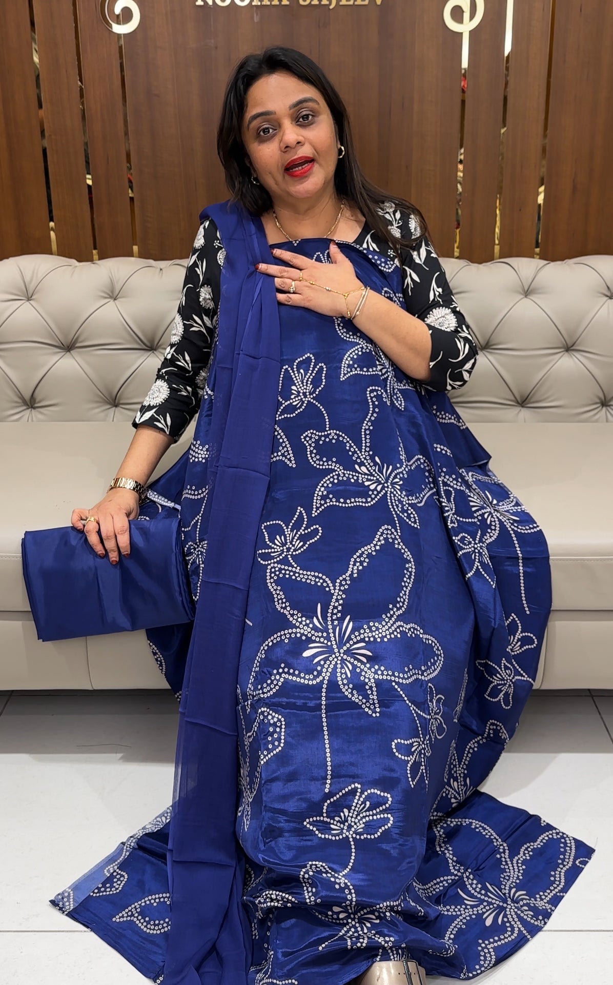 PRINTED CRAPE UNSTITCHED SALWAR SUITS - IHA 24341