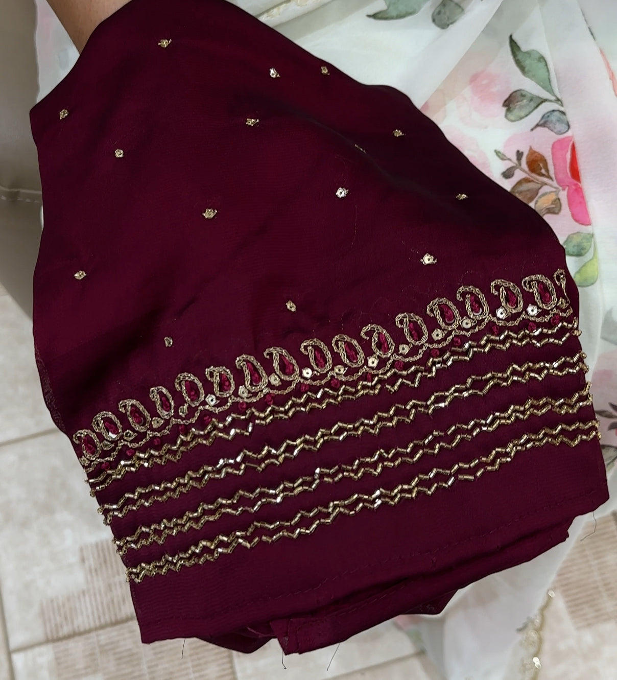 HANDWORKED BLOUSE MATERAI - IHA 25733