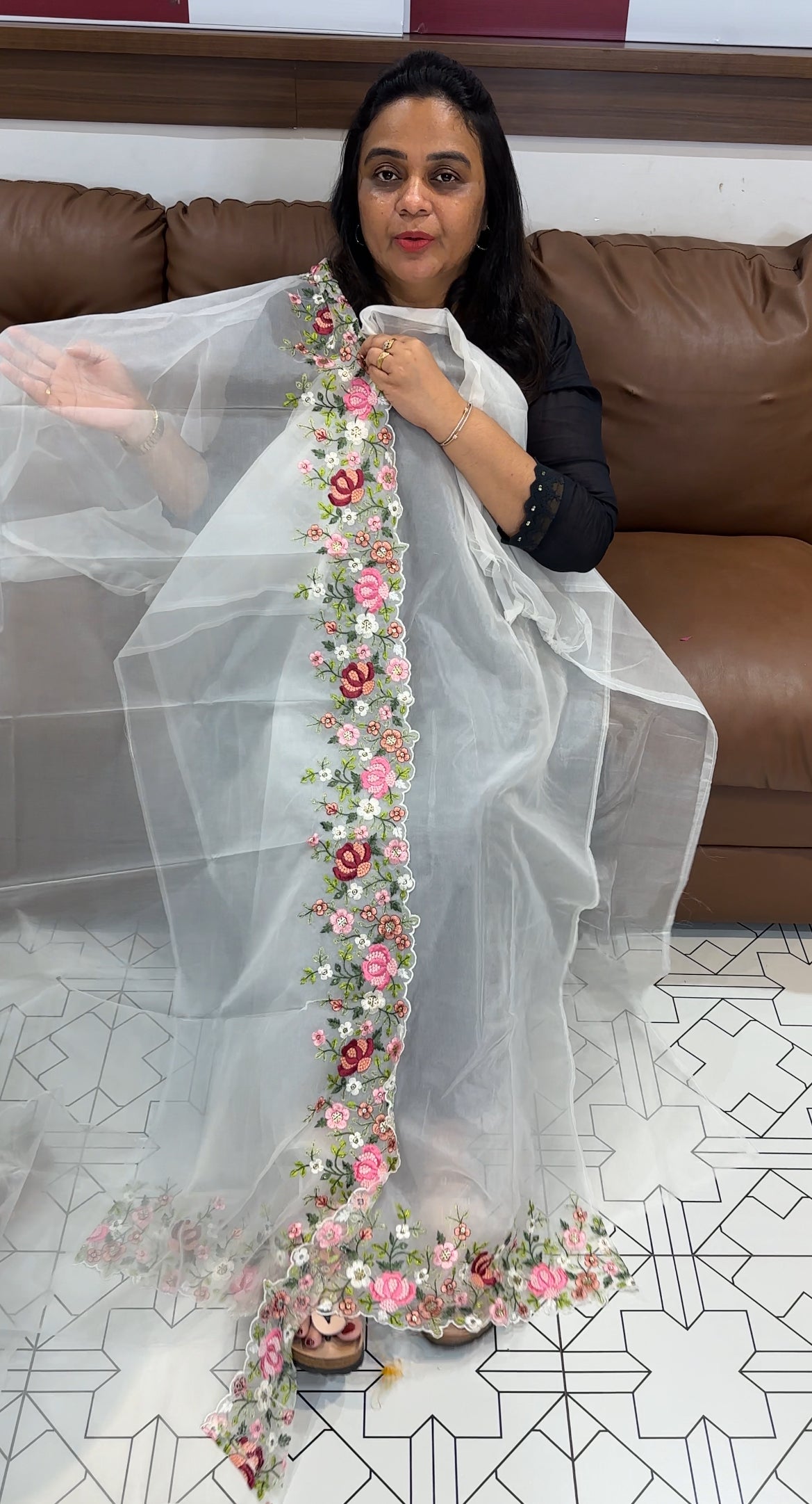 NYLON  ORGANZA UNSTITCHED SALWAR SUITS - IHA 27970