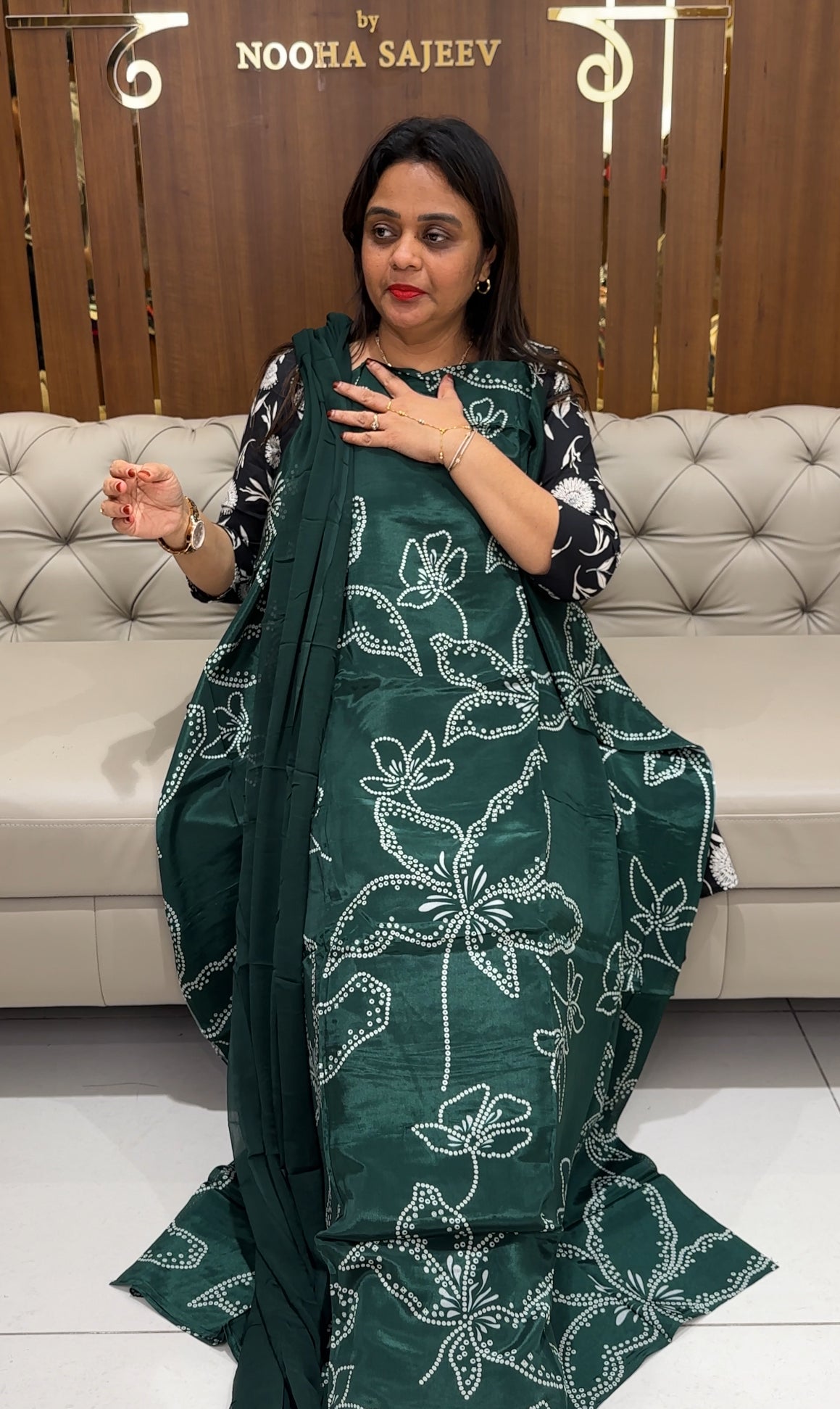 PRINTED CRAPE UNSTITCHED SALWAR SUITS - IHA 24341