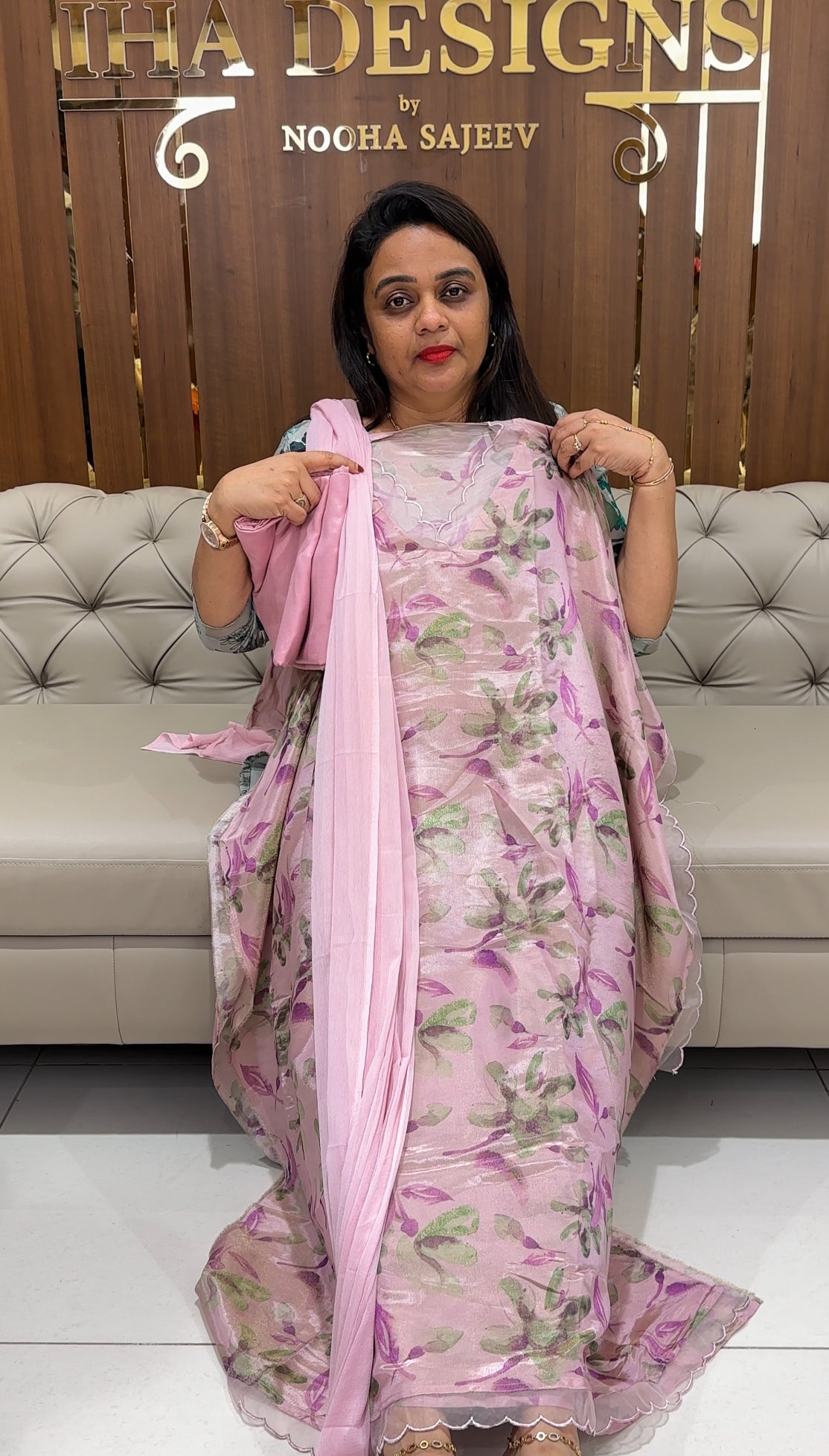 TISSUE UNSTITCHED SALWAR SUITS - IHA 24429