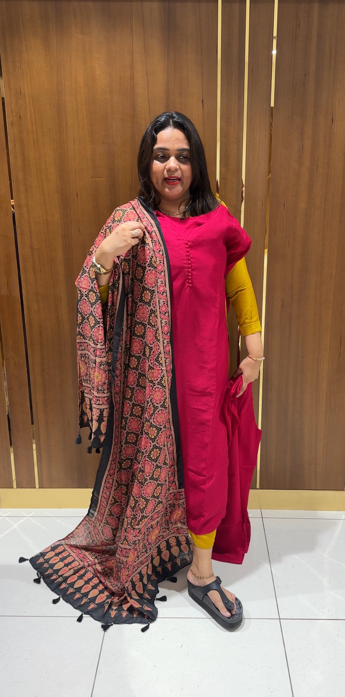 SEMI RAW SILK TOP,BOTTOM AND DUPATTA - IHA 22780