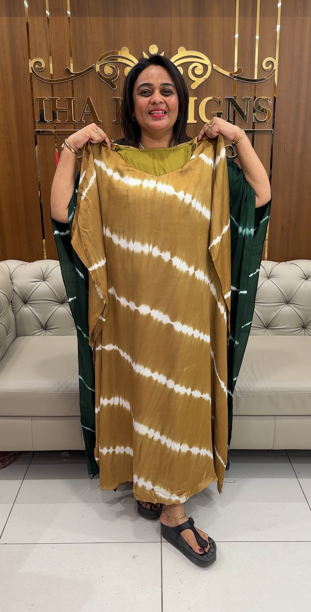 IHA'S IN-HOUSE MODAL SILK KAFTAN TOPS - IHA 25775