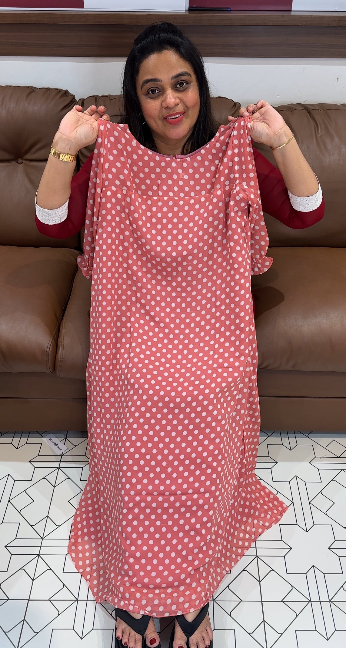 FAUX GEORGETTE LONG TOPS   - IHA 27857