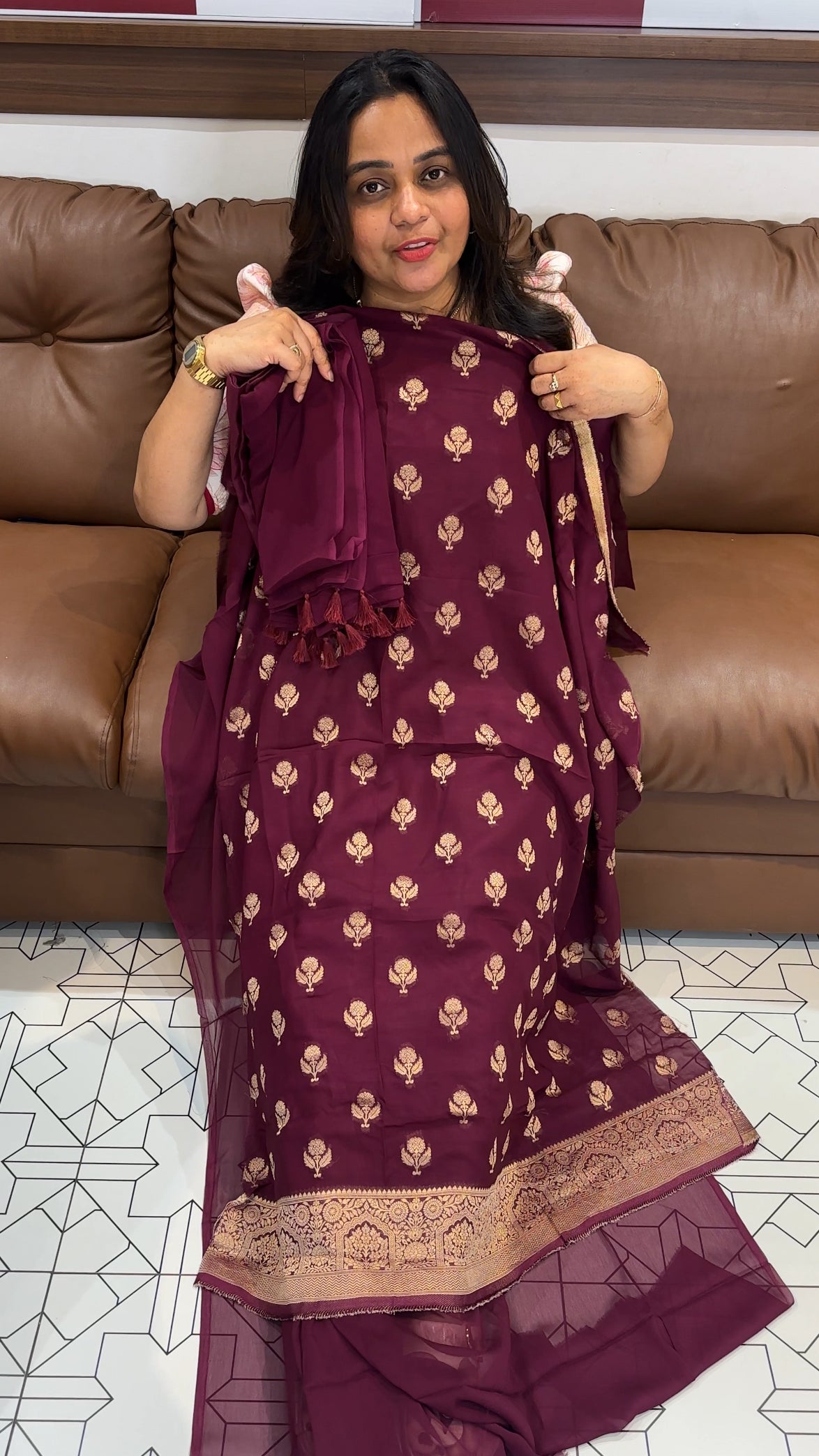 SEMI BANARASI UNSTITCHED SALWAR SUITS - IHA 27681