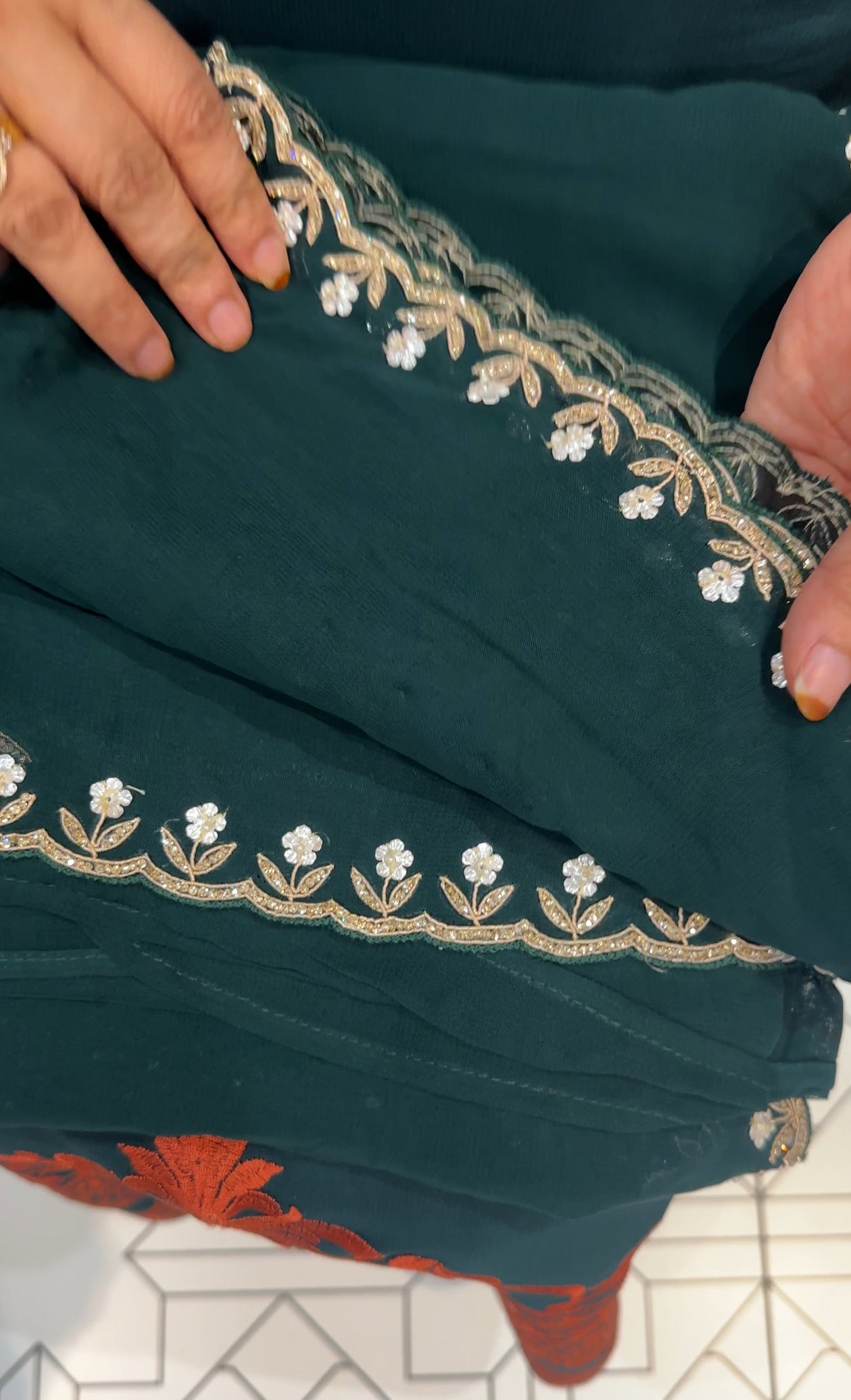 HANDWORKED GEORGETTE SAREES - IHA 26250