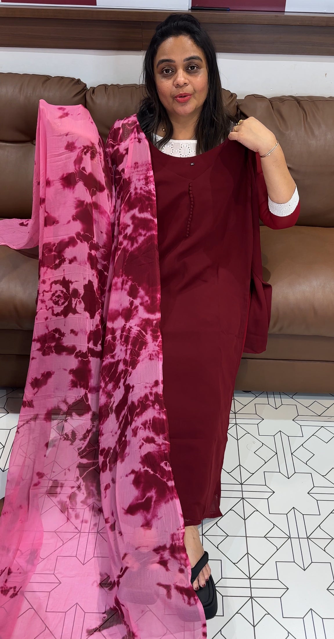 FAUX GEORGETTE TOP AND DUPATTA - IHA 27851