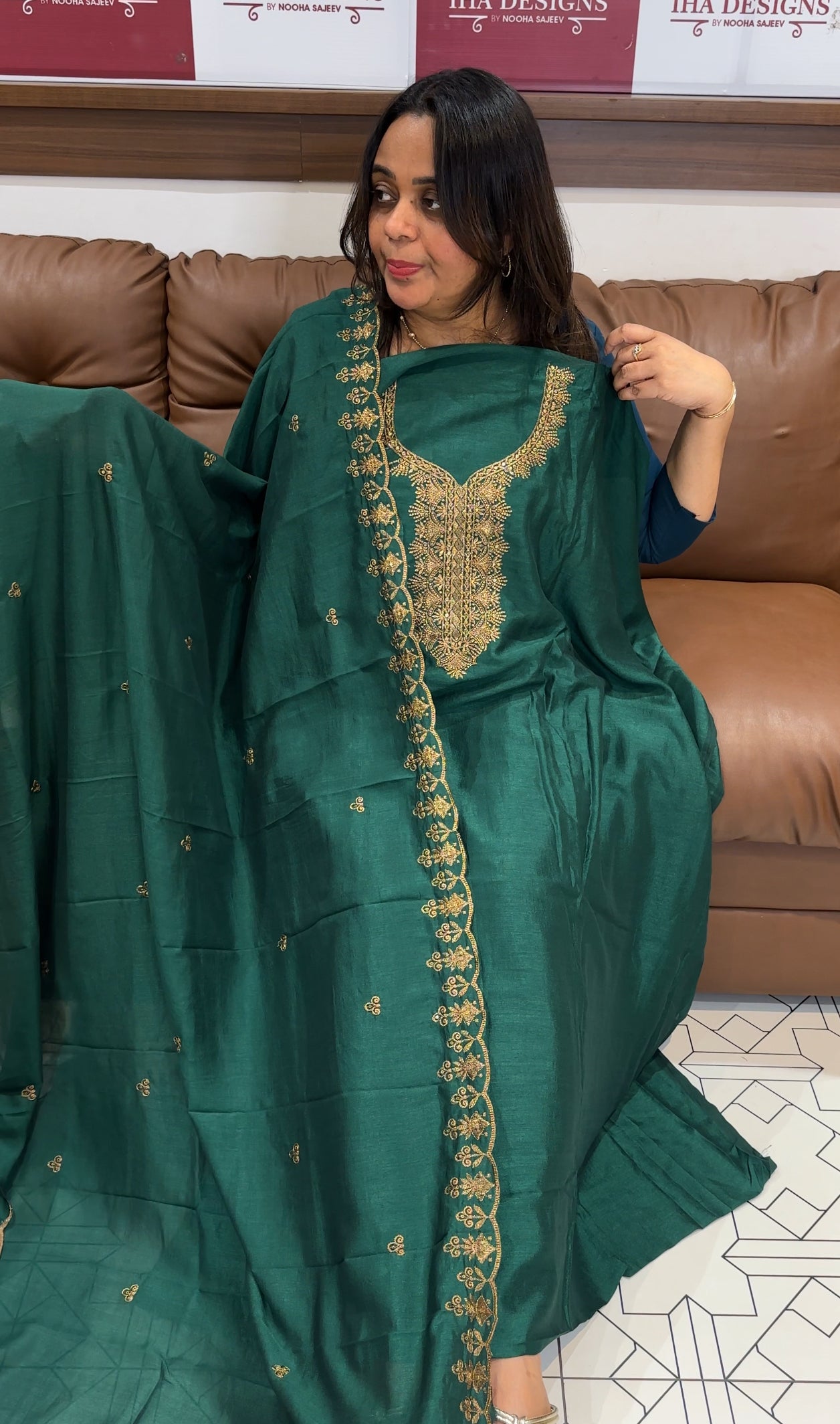 SEMI RAW SILK UNSTITCHED SALWAR SUITS - IHA 27364