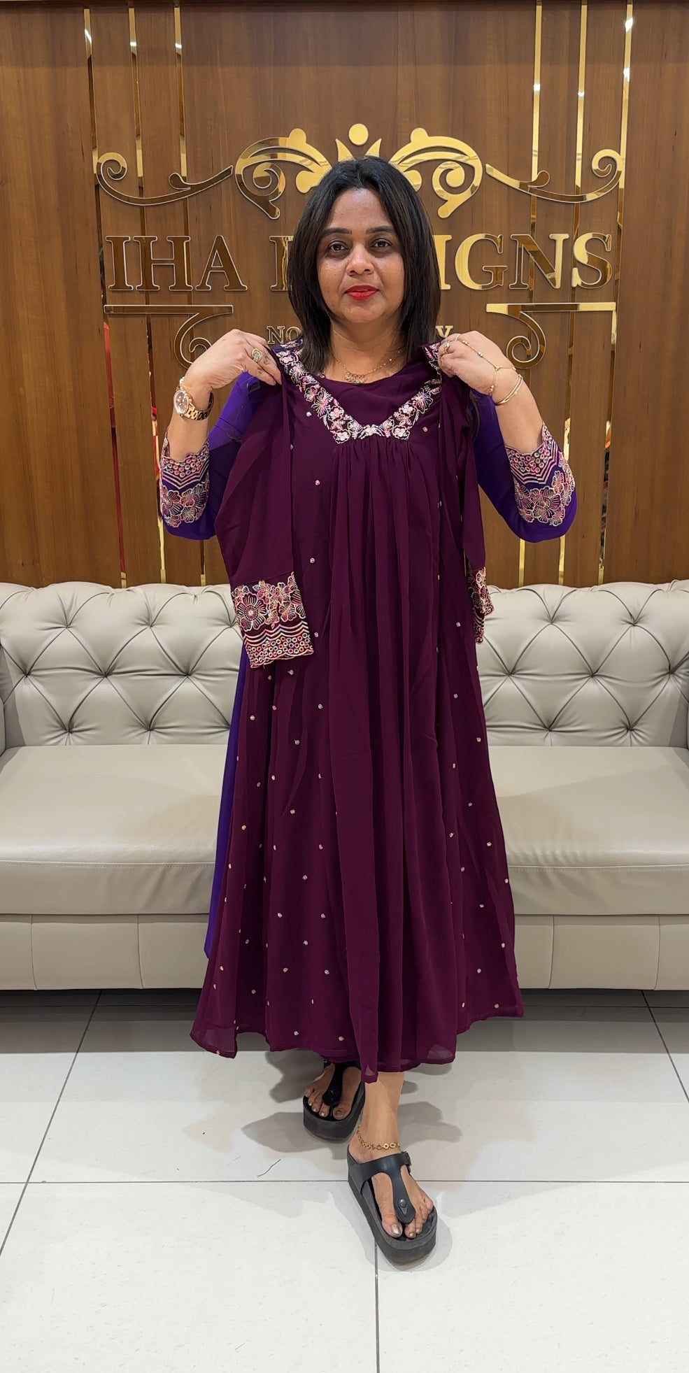 FAUX GEORGETTE ALINE TOPS - IHA 24526