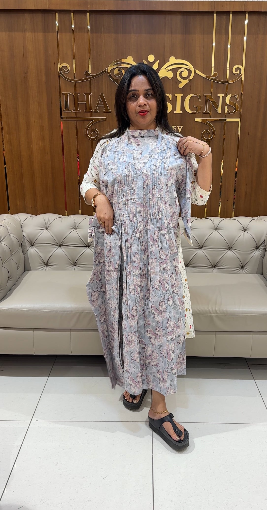 PRINTED COTTON ALINE TOP AND BOTTOM - IHA 24523