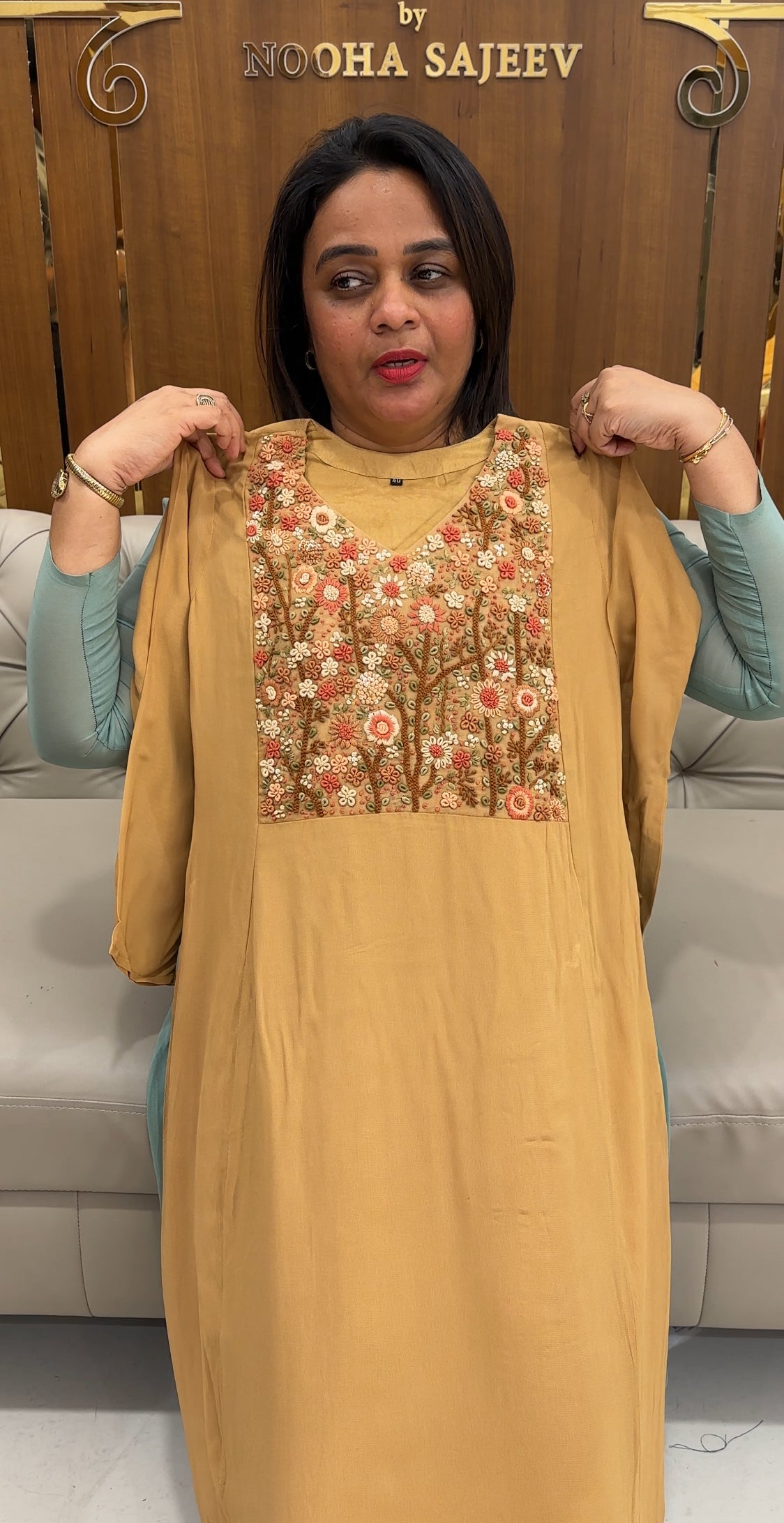 HAND WORKED GEORGETTE ALINE TOPS - IHA 25774