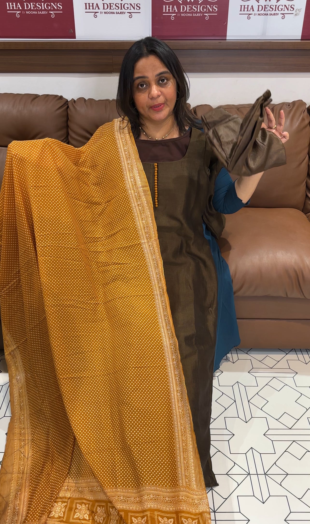 SEMI RAW SILK TOP, BOTTOM AND DUPATTA - IHA 27200