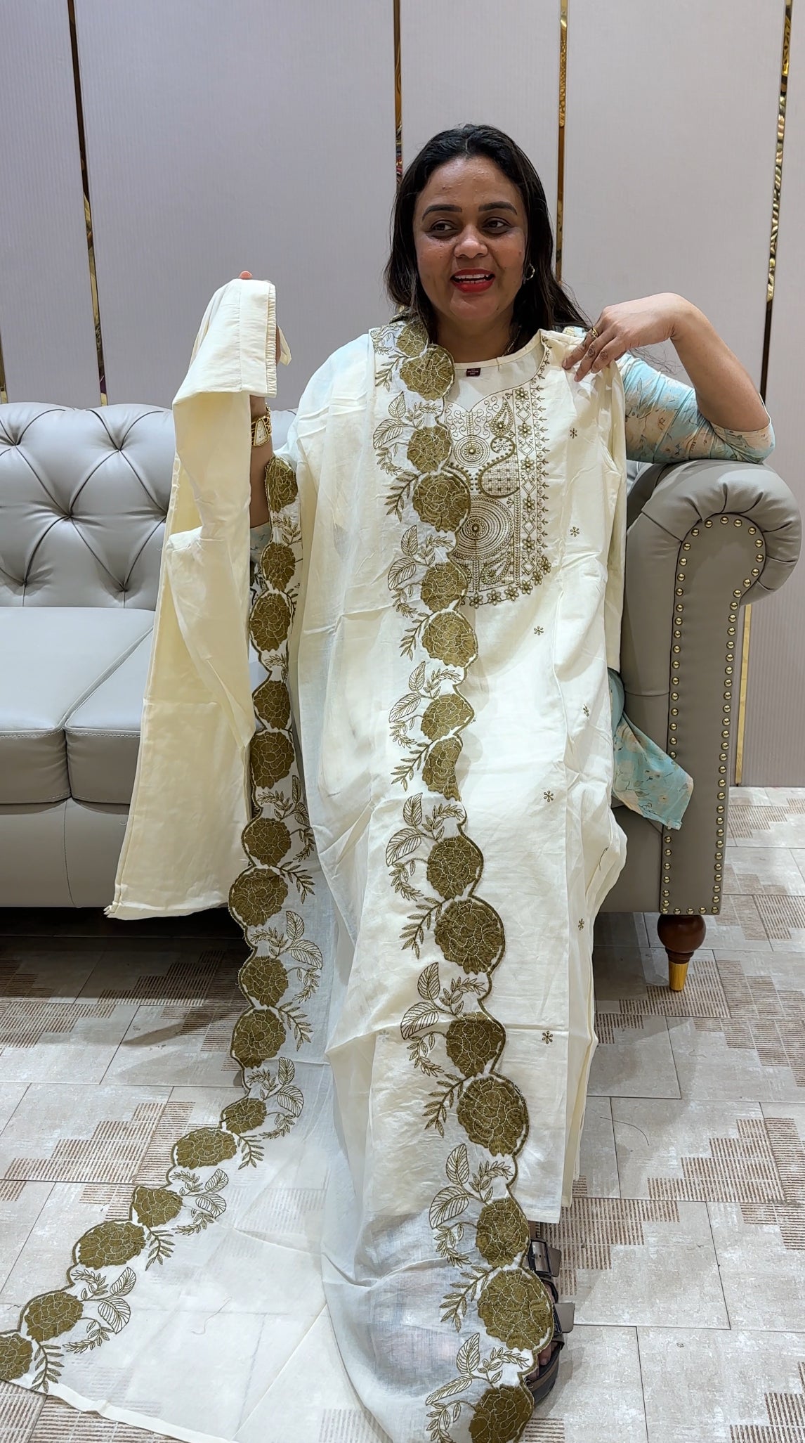 MUL COTTON TOP BOTTOM AND DUPATTA - IHA 21349
