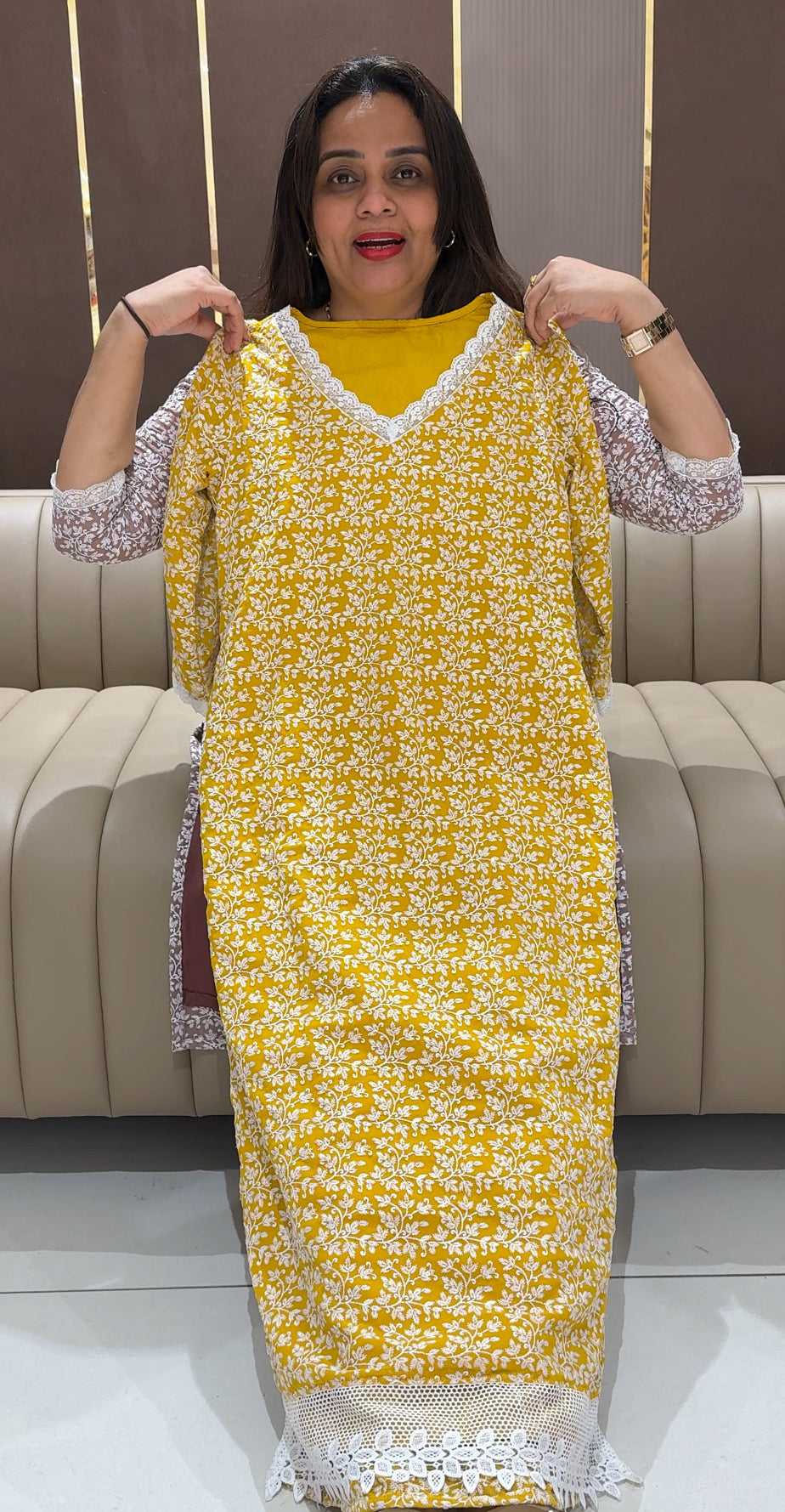 IHA'S IN-HOUSE CHIKANKARI LONG TOPS - IHA 21785