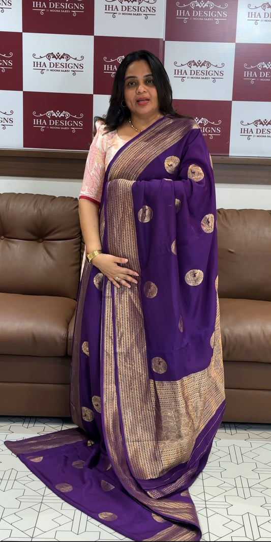 SEMI BANARASI SAREES - IHA 27676