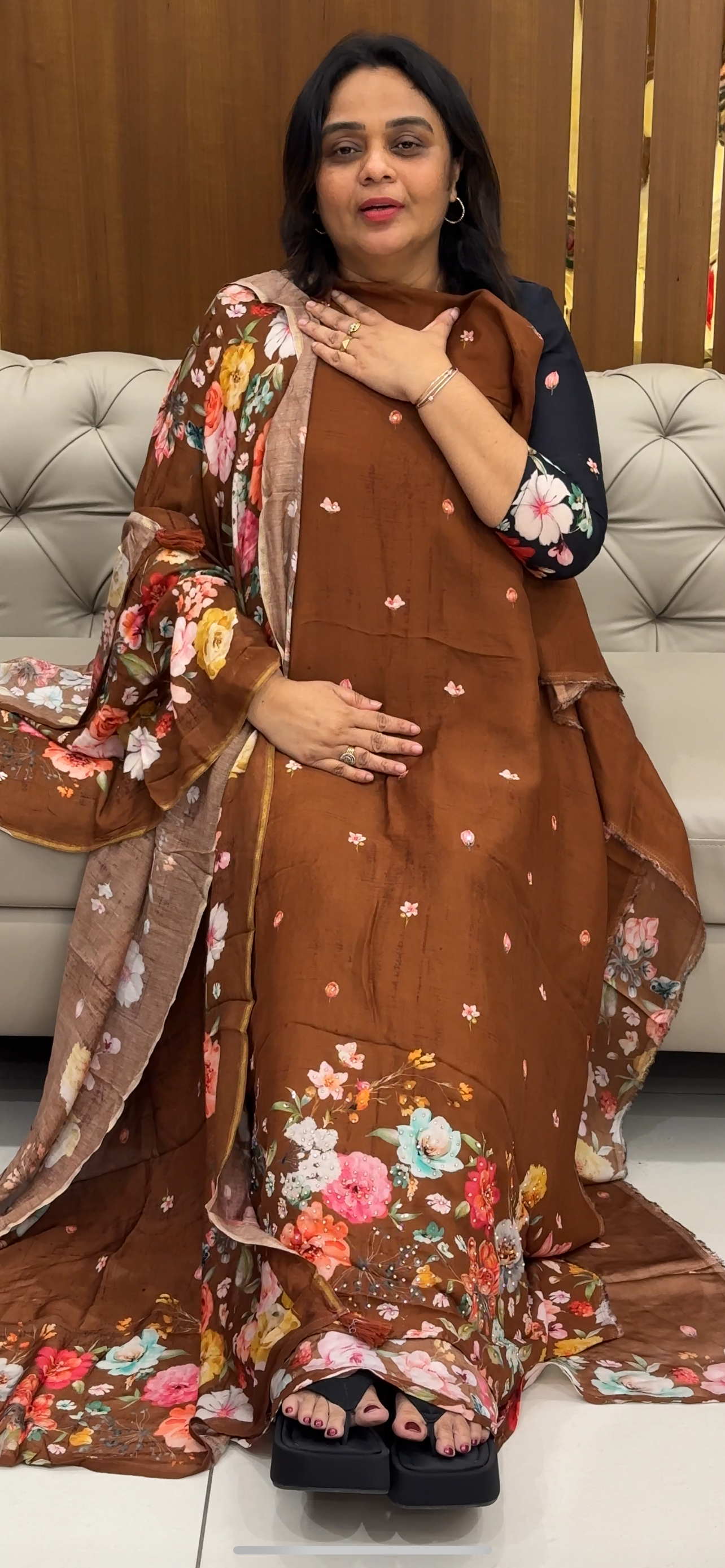 FORWARD CRAPE SILK ONSTITCHED SALWAR SUITS - IHA 28667