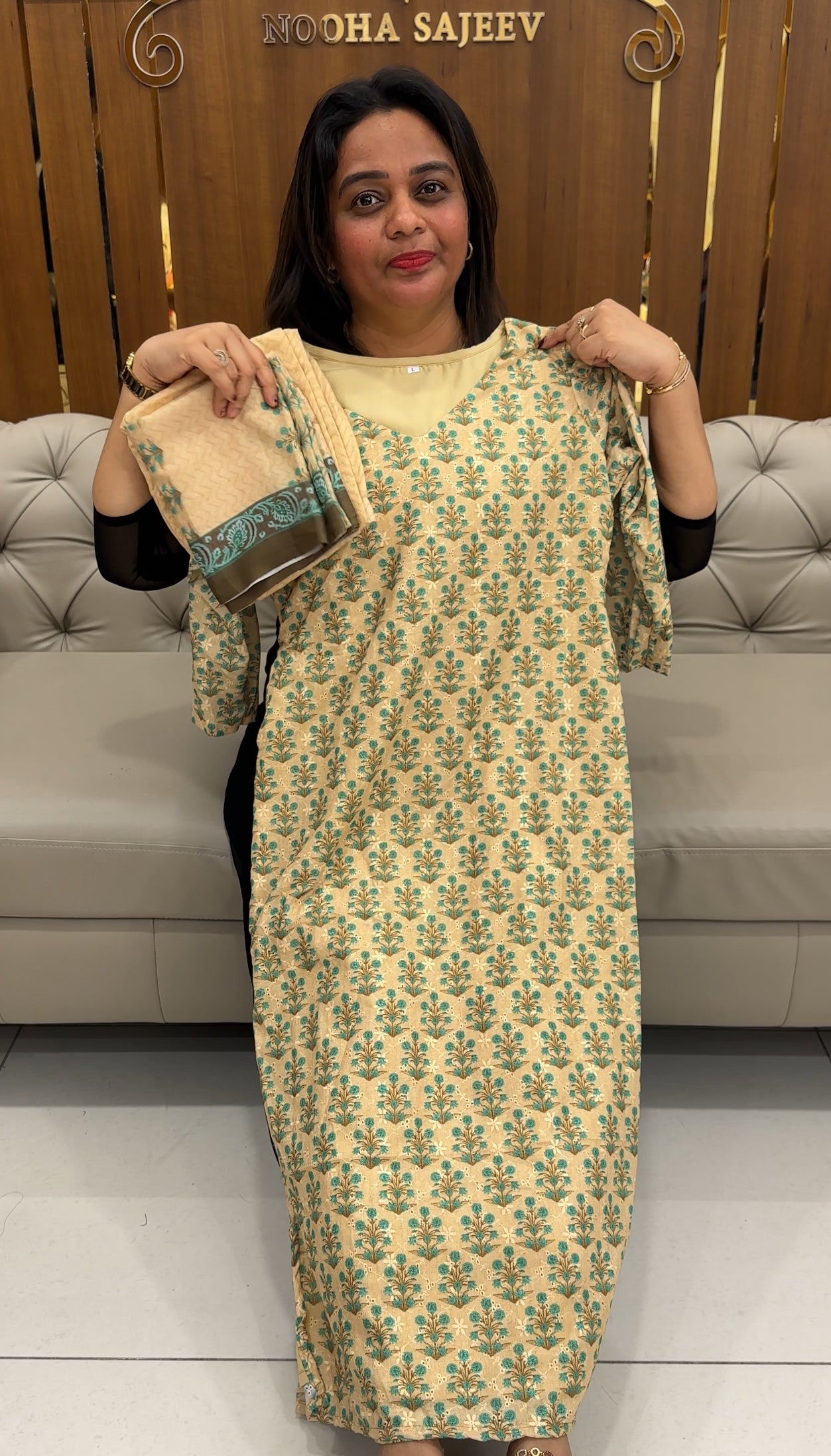 PRINTED HAKOBA TOP, BOTTOM AND DUPATTA - IHA 25880