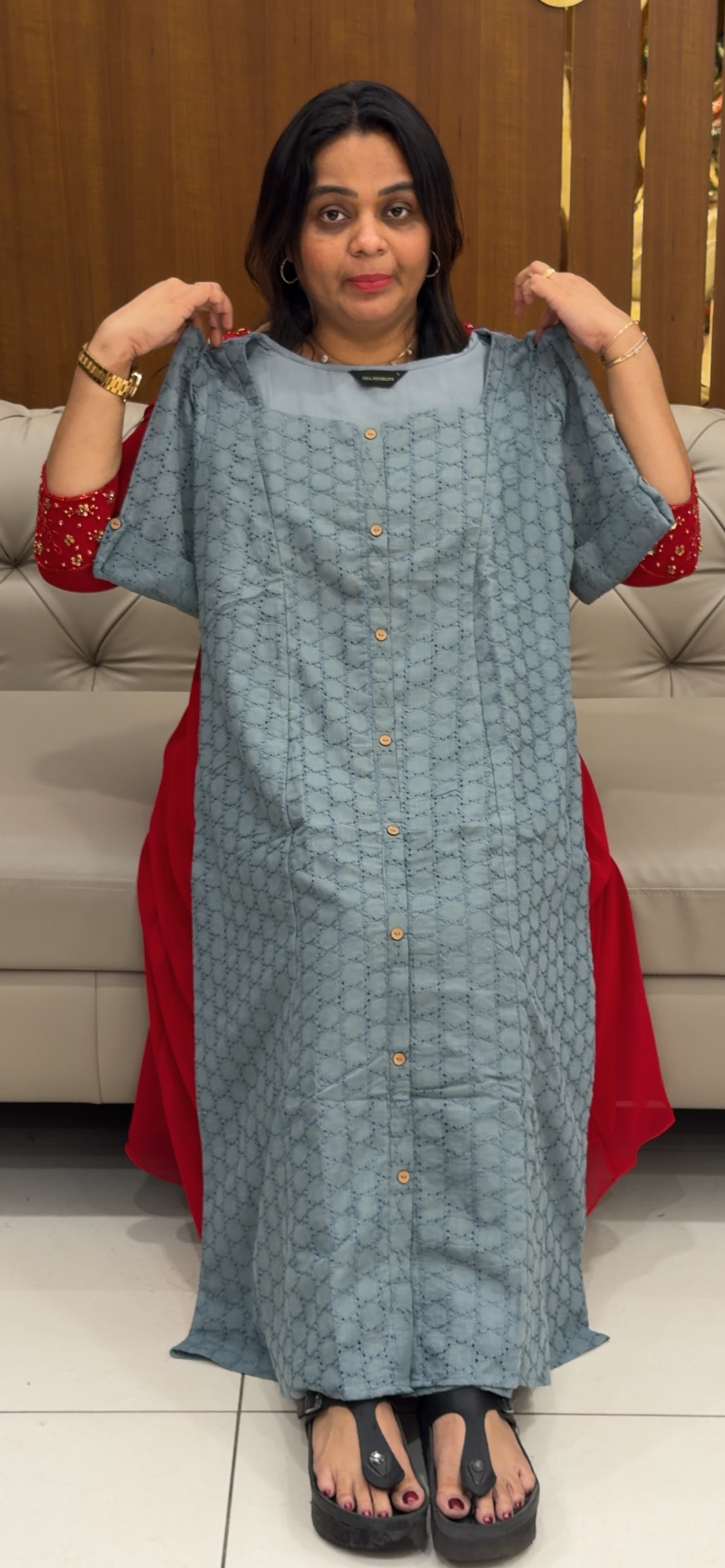 HAKOBA COTTON LONG A-LINE FROCK - IHA 28771