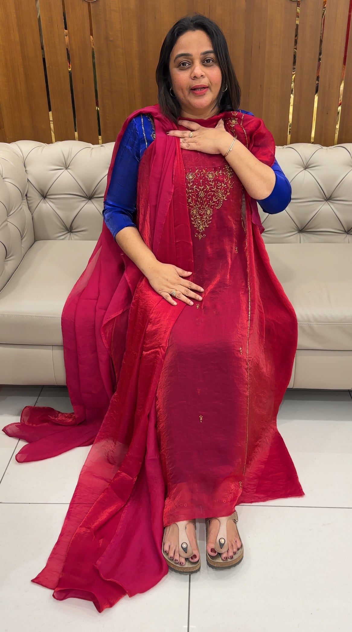 FORWARD VELVET ORGANZA UNSTITCHED SALWAR SUITS - IHA 27092