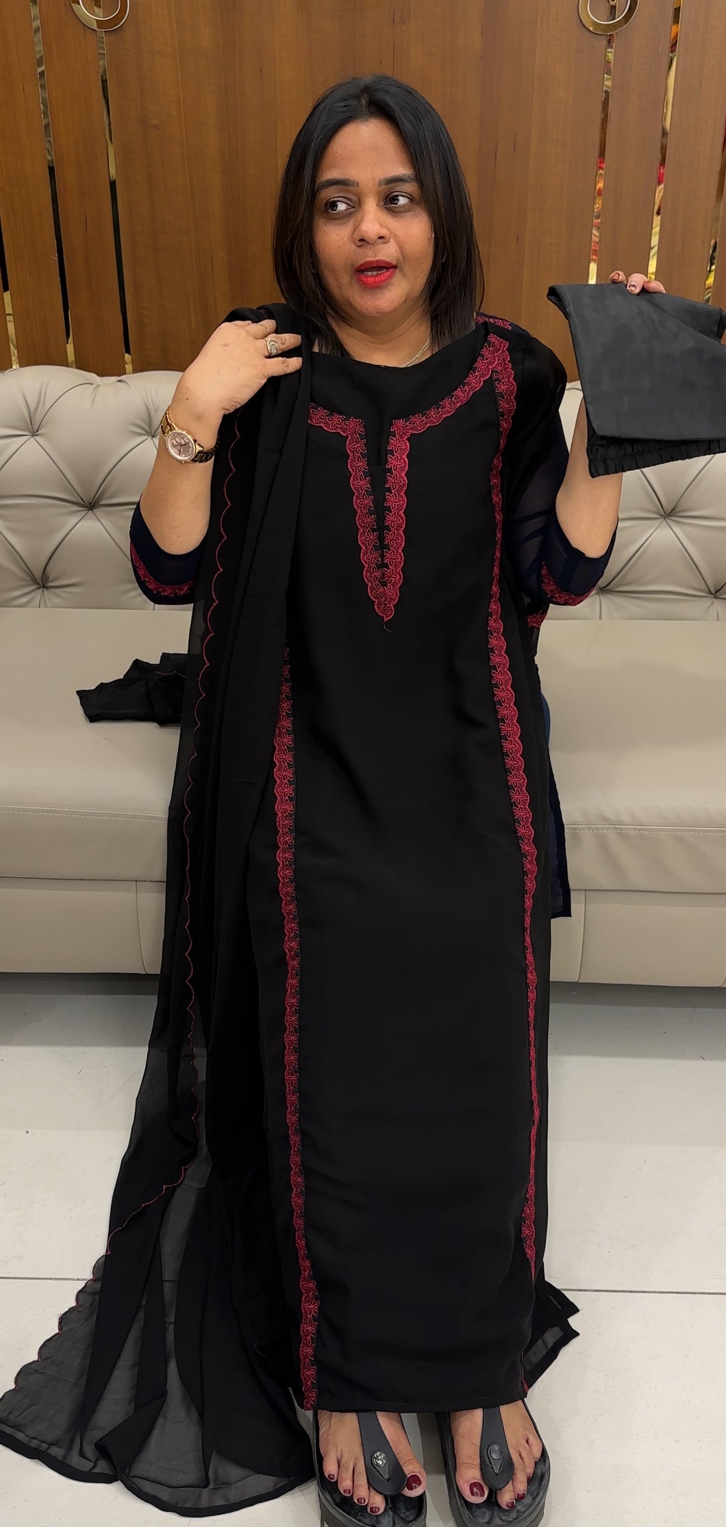 FAUX GEORGETTE TOP,BOTTOM AND DUPATTA - IHA 26070