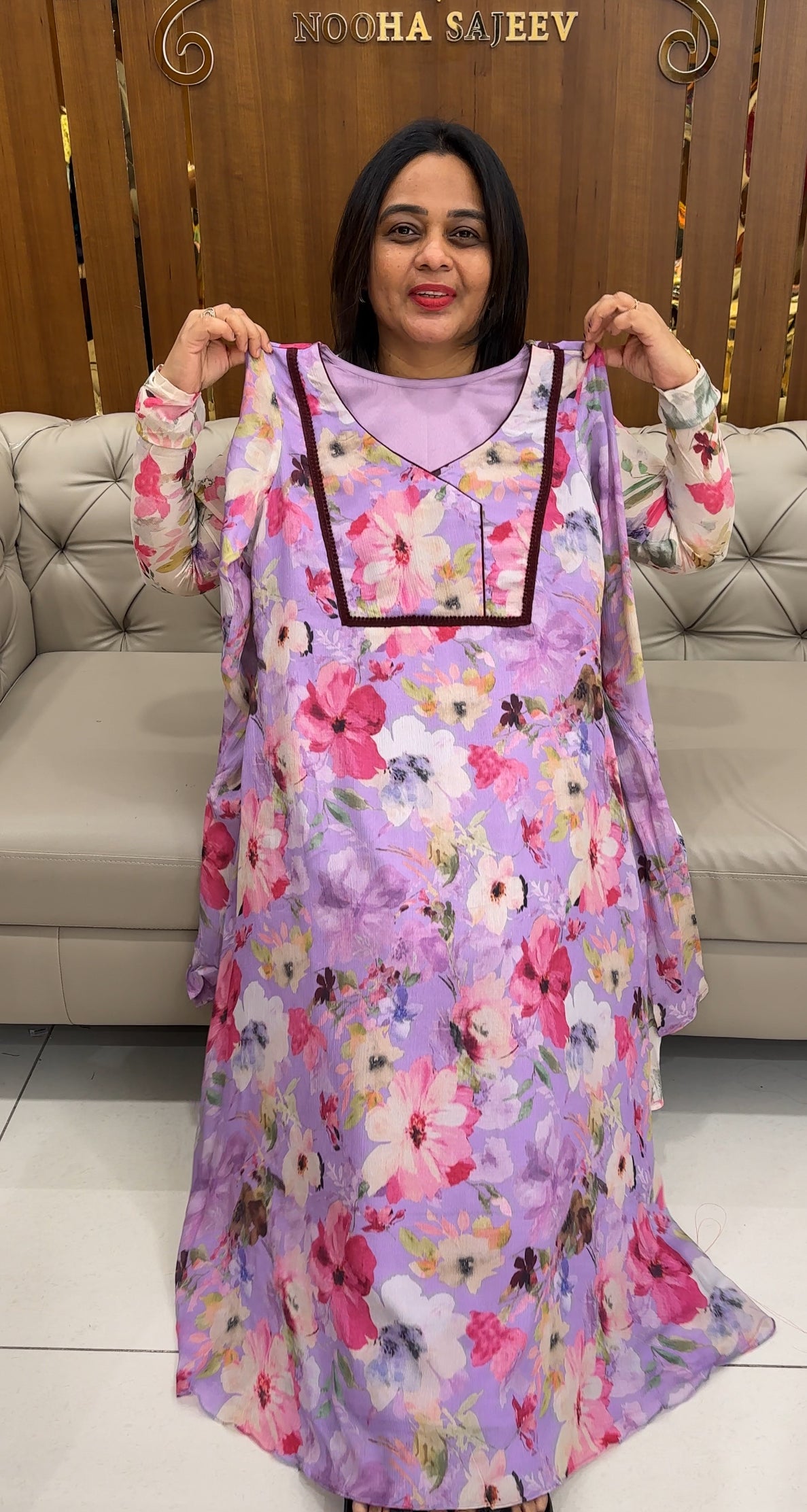 IHA'S IN - HOUSE PRINTED CHIFFON ALINE TOPS - IHA 26063