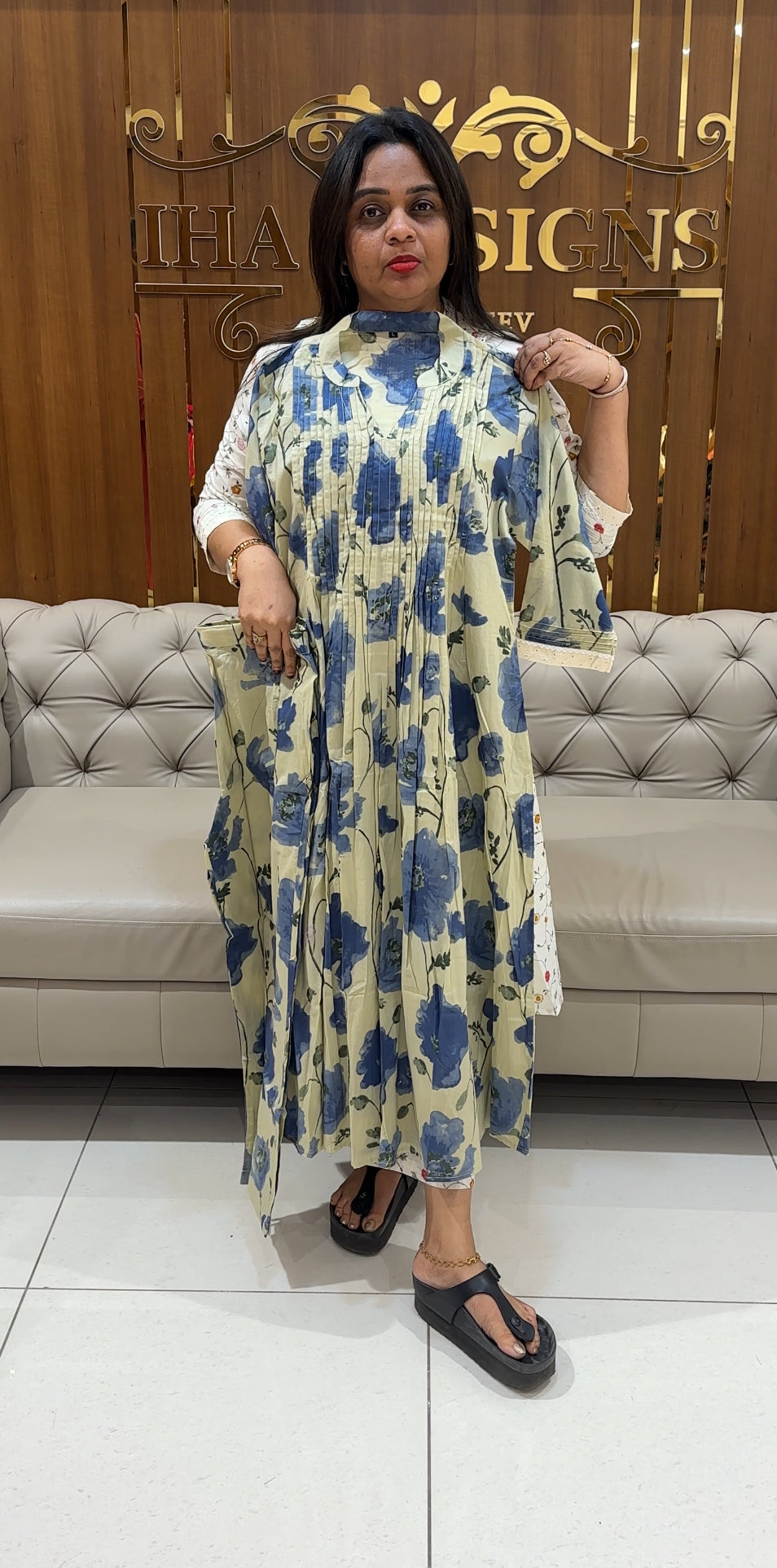 PRINTED COTTON ALINE TOP AND BOTTOM - IHA 24523