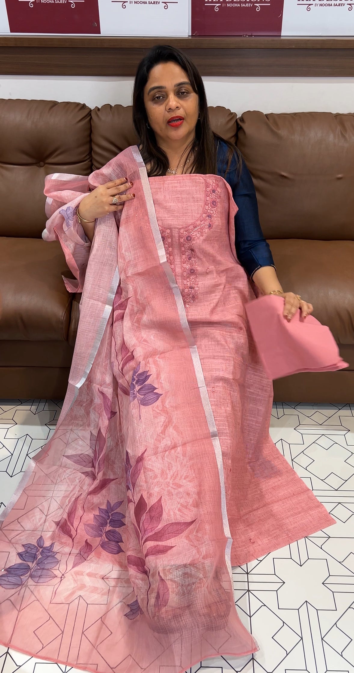 SEMI JUTE UNSTITCHED SALWAR SUITS - IHA 24572