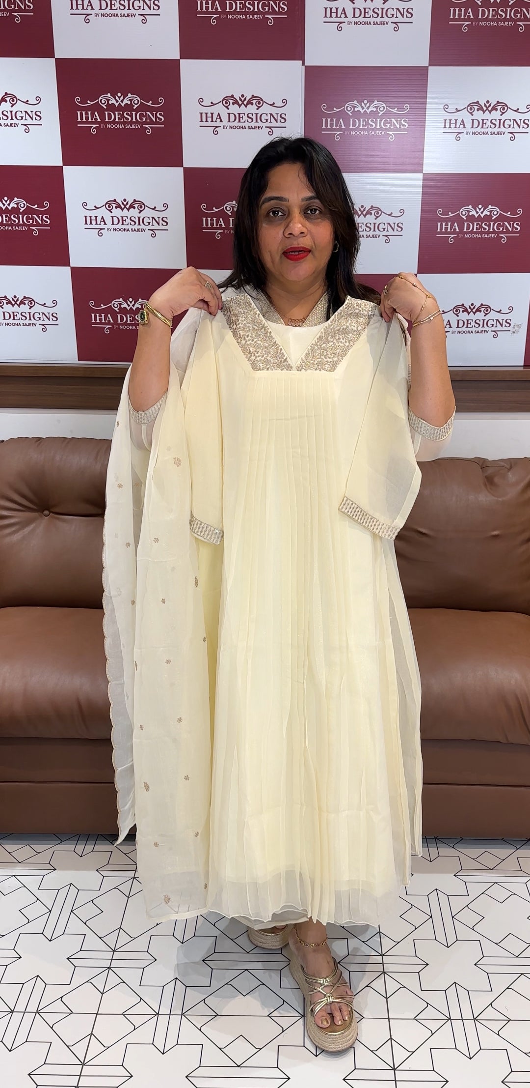 IHA'S IN-HOUSE CHIFFON NORMAL ALINE TOP AND DUPATTA - IHA 24658