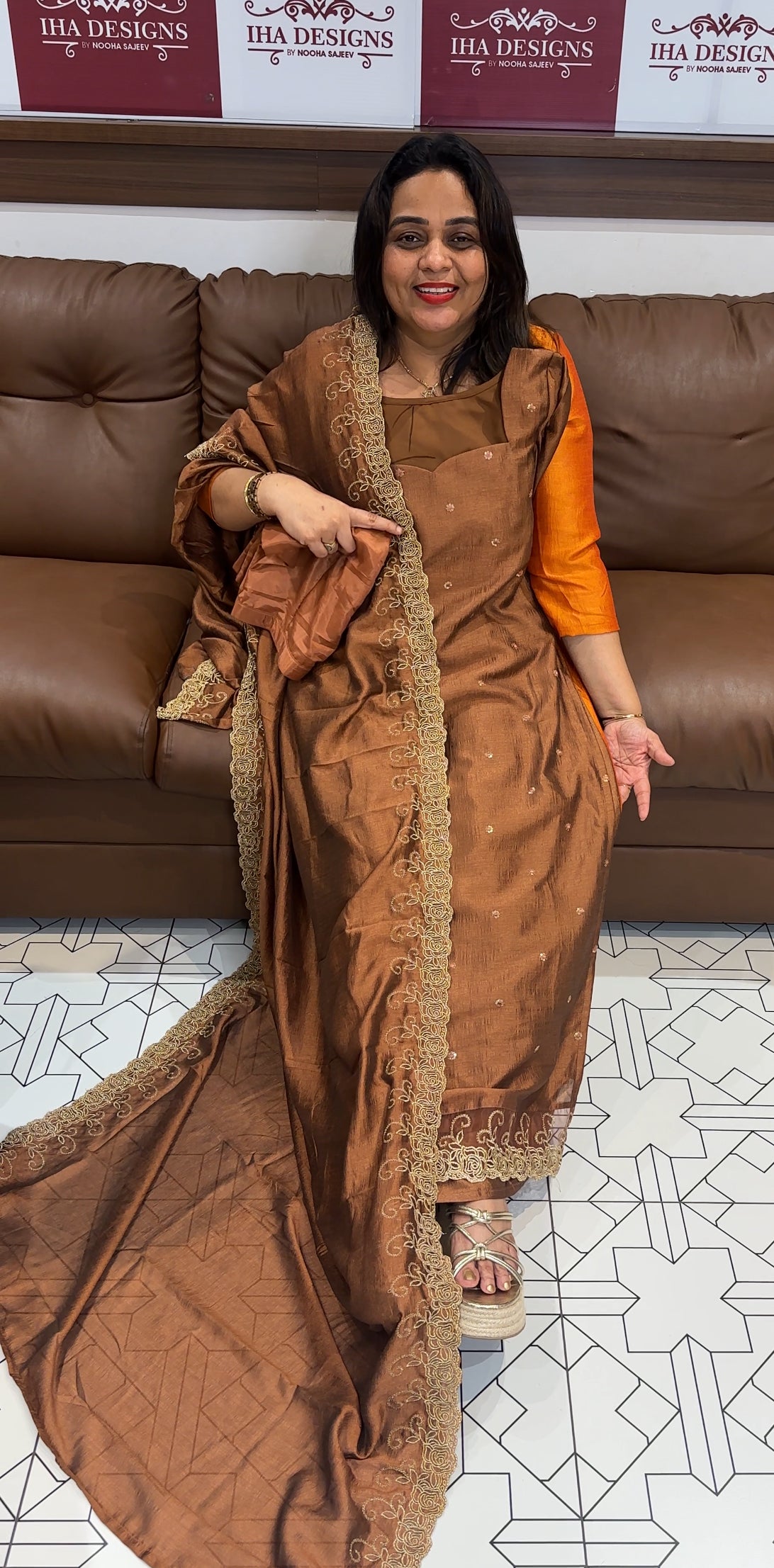 IHA'S IN-HOUSE SEMI RAW SILK TOP ,BOTTOM AND DUPATTA - IHA 24434