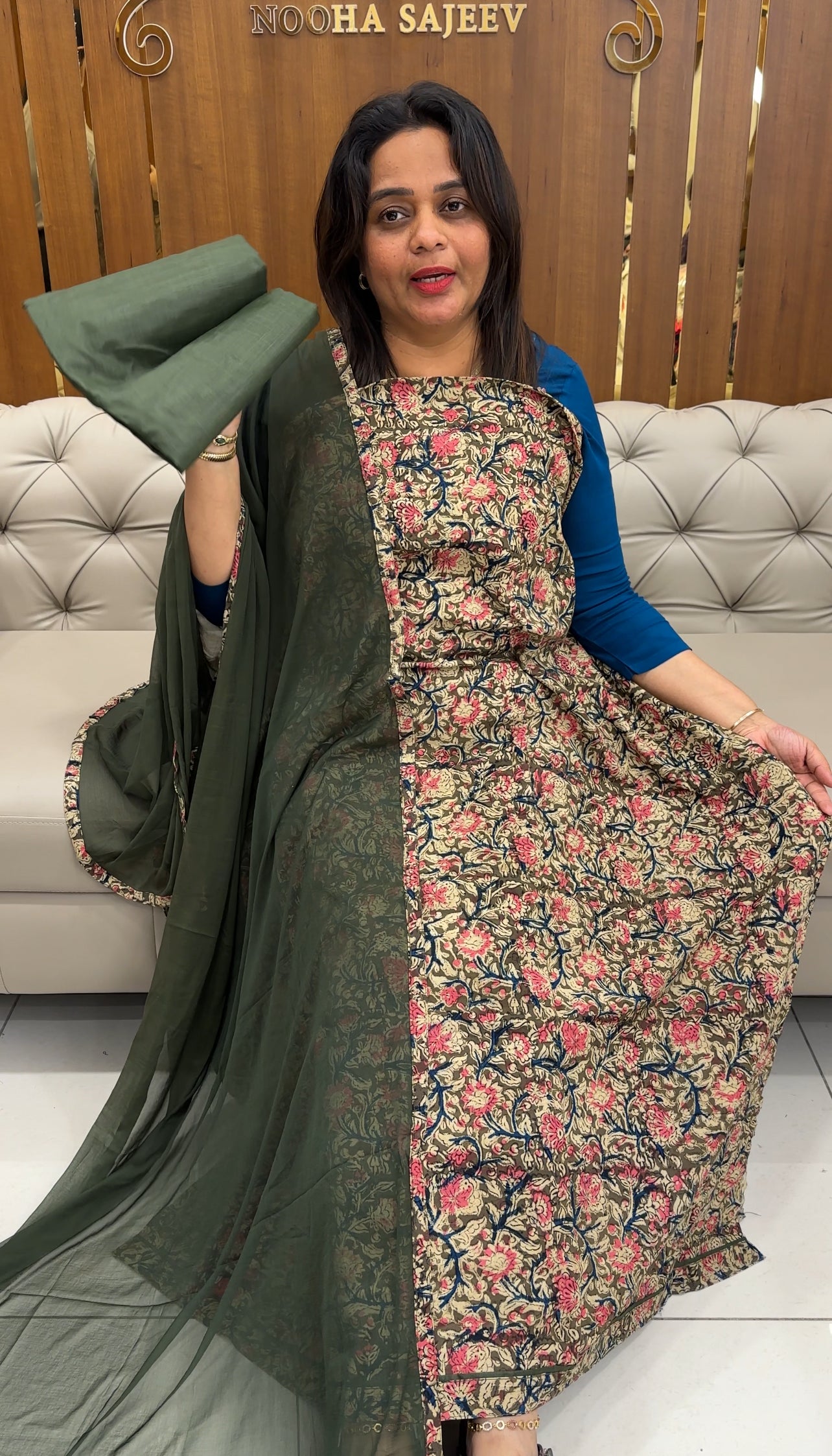 KALAMKARI UNSTITCHED SALWAR SUITS - IHA 25686