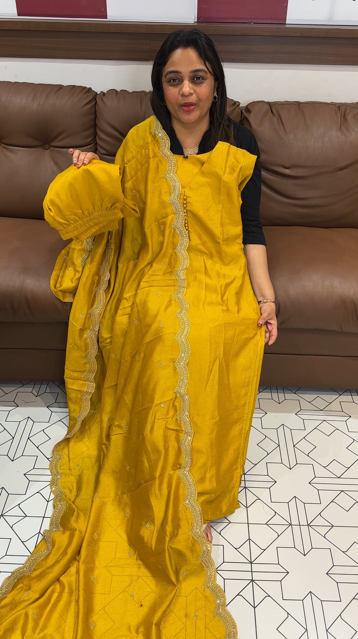 SEMI RAW SILK TOP, BOTTOM AND DUPATTA - IHA 24788