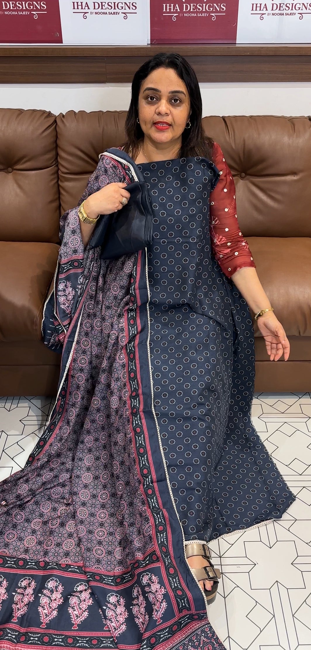 AJRAKH PRINTED MODAL UNSTITCHED SALWAR SUITS - IHA 20518
