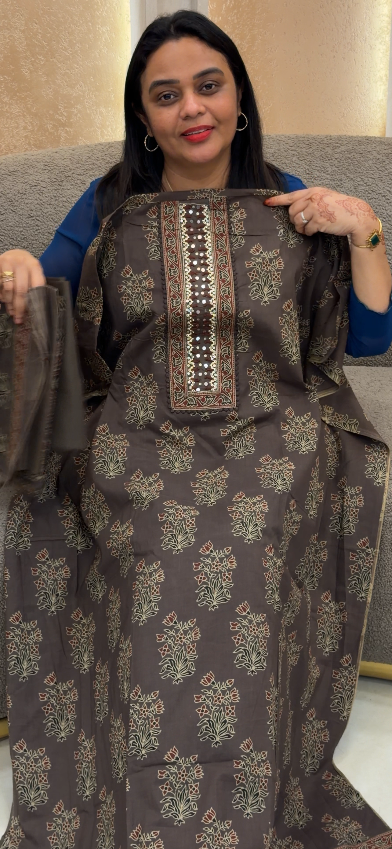 AJRAKH PRINTED UNSTITCHED SALWAR SUITS - IHA 33092