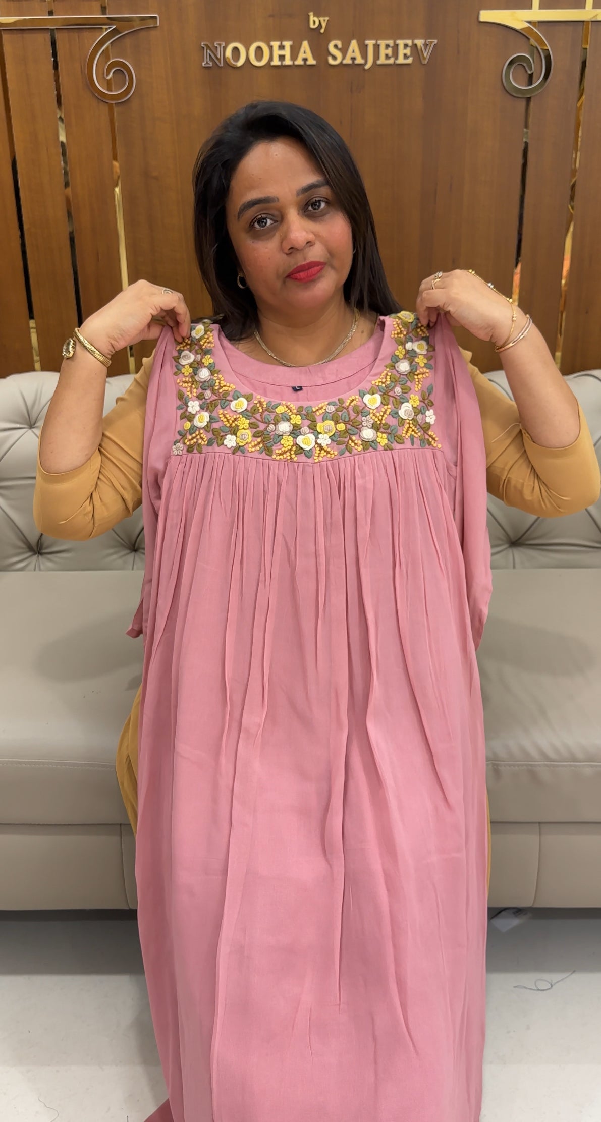 HAND WORKED GEORGETTE ALINE TOPS - IHA 25789