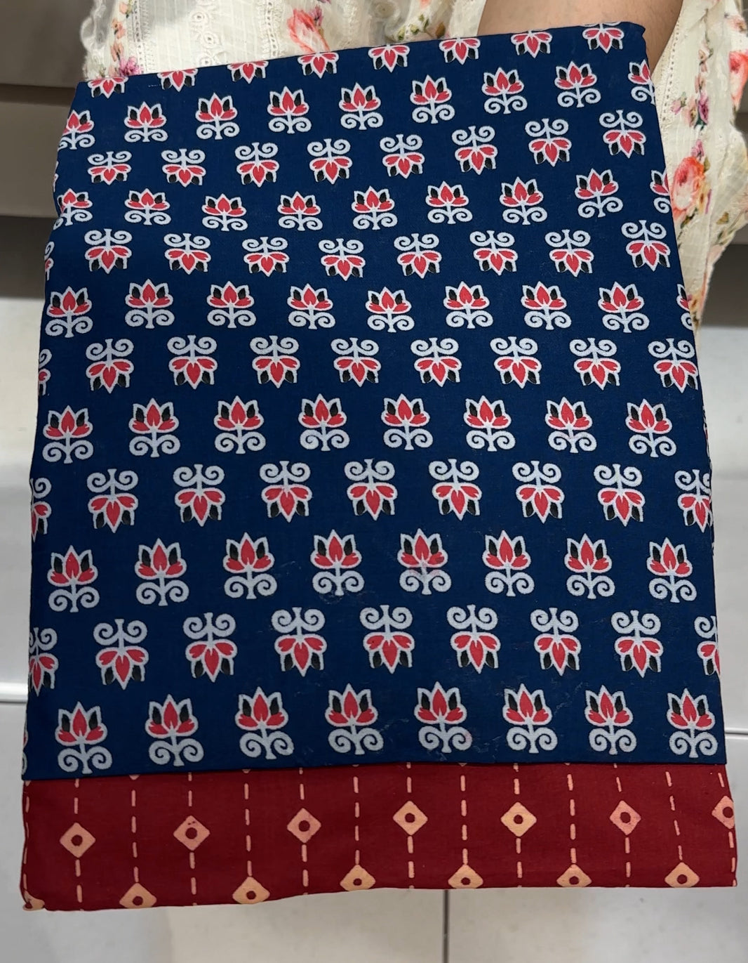 COTTON AJRAKH UNSTITCHED SALWAR SUITS - IHA 25049