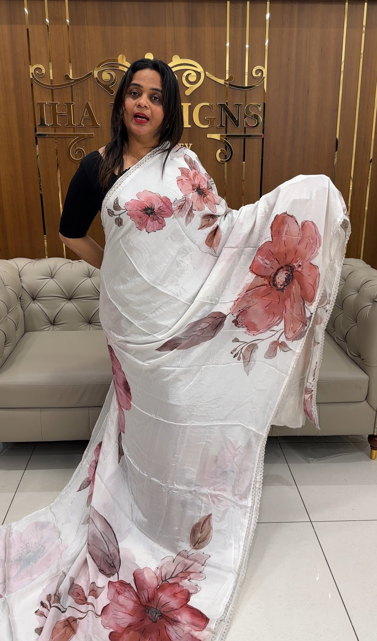 PLATINUM CHIFFON SAREES - IHA 25967