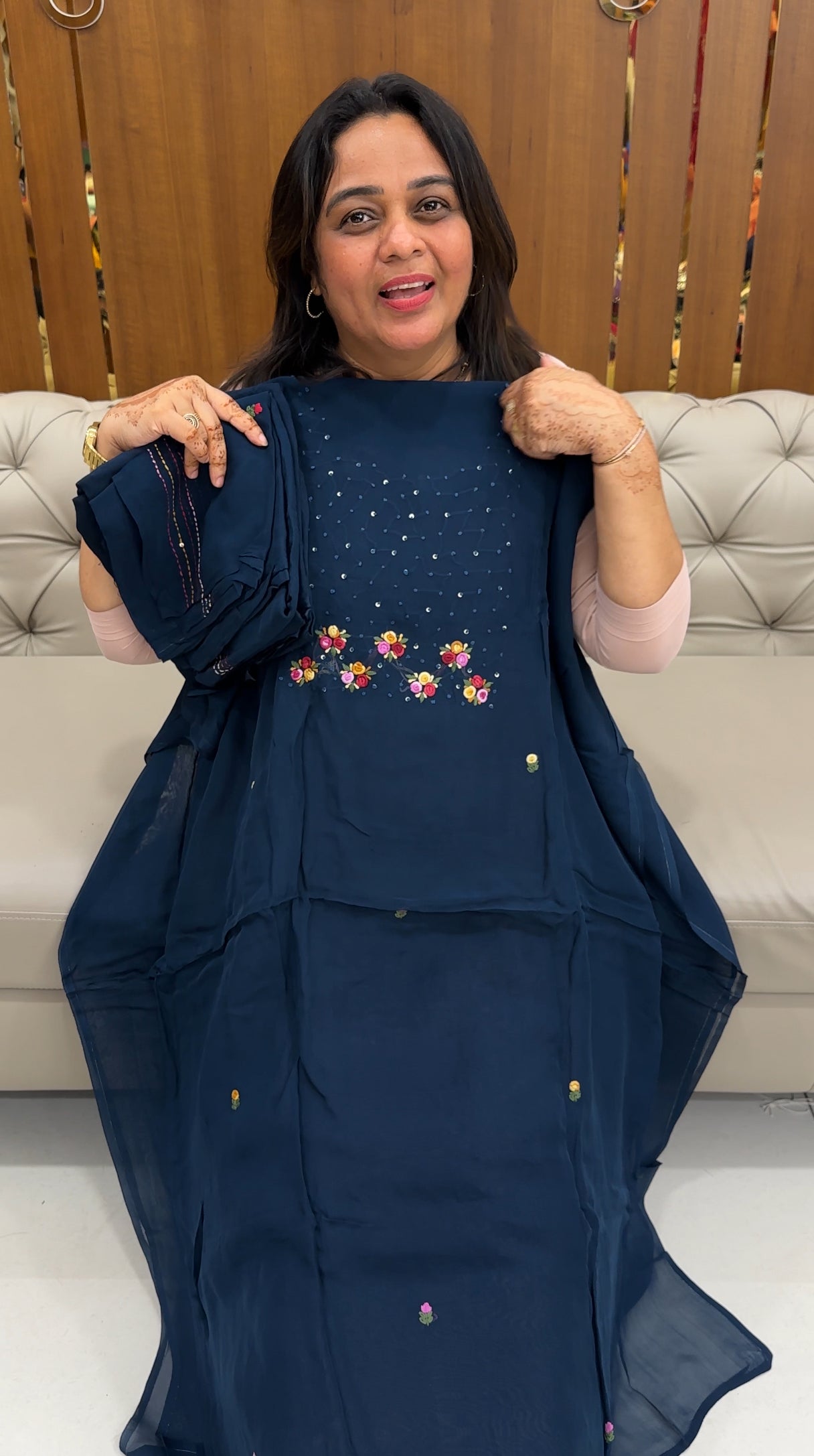 VISCOSE ORGANZA UNSTITCHED SLWAR SUITS - IHA 27585