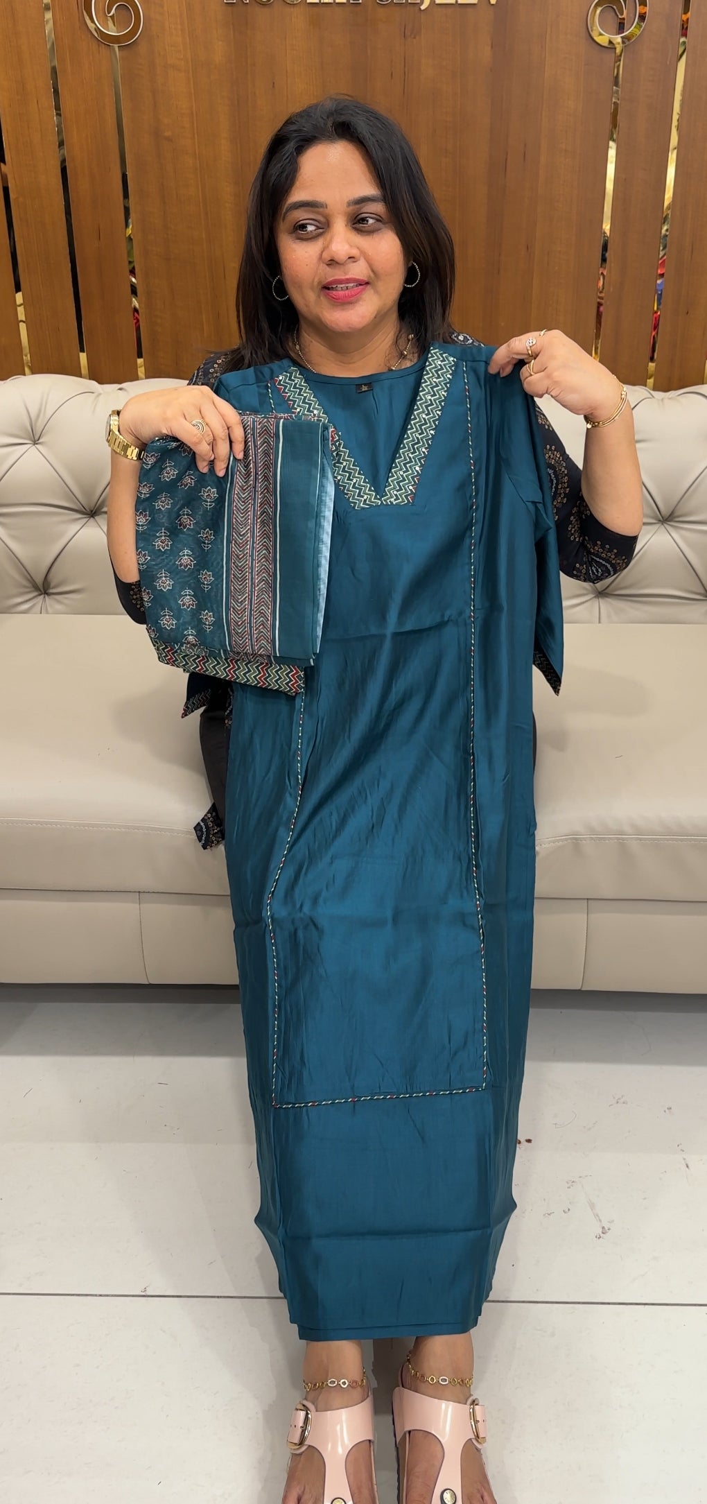 SEMI RAW SILK TOP, BOTTOM AND DUPATTA - IHA 26909