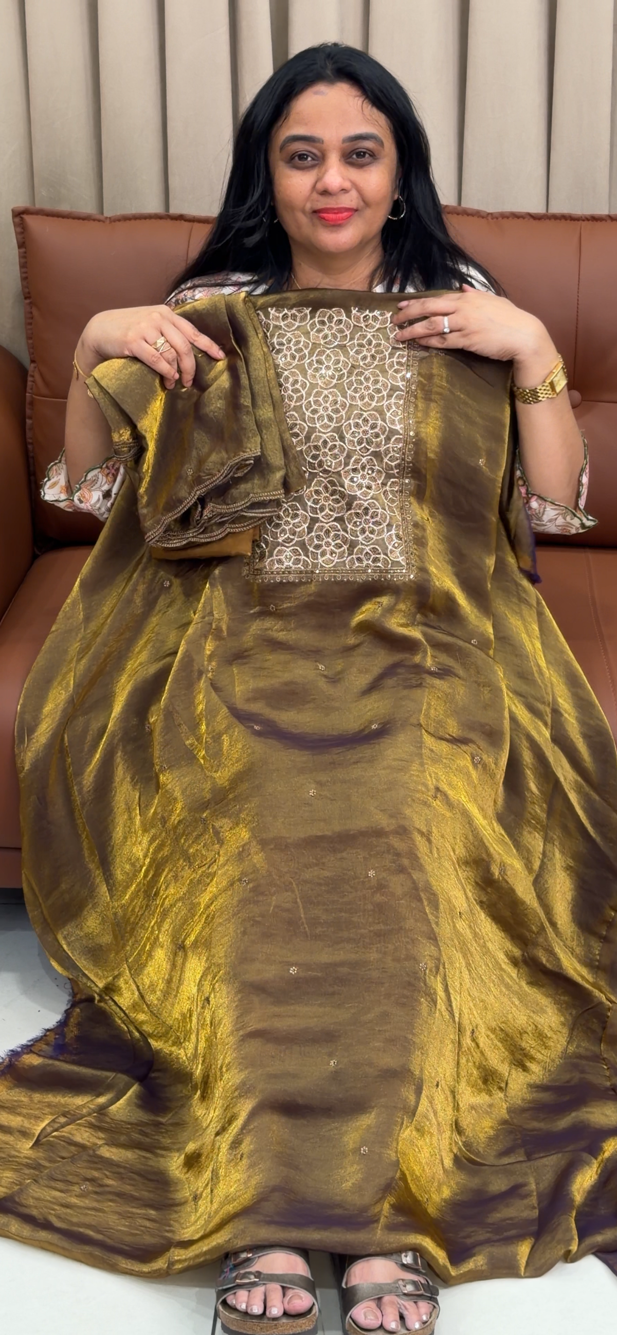 SEMI TISSUE UNSTITCHED SALWAR SUITS - IHA 35898