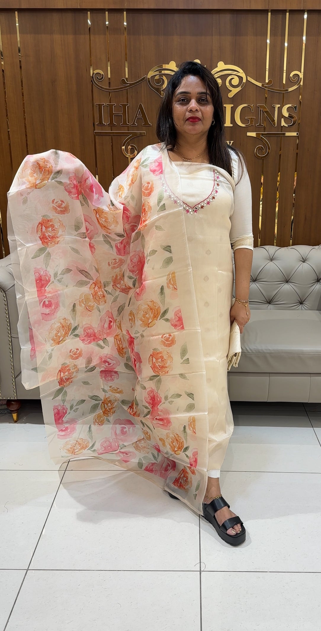 NYLON ORANGAZA UNSTITCHED SALWAR SUITS - IHA 24494