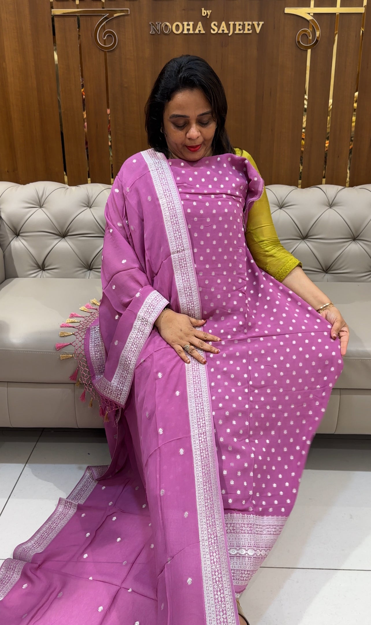 VISCOSE GEORGETTE BANARASI UNSTITCHED SALWAR SUITS - IHA 25026