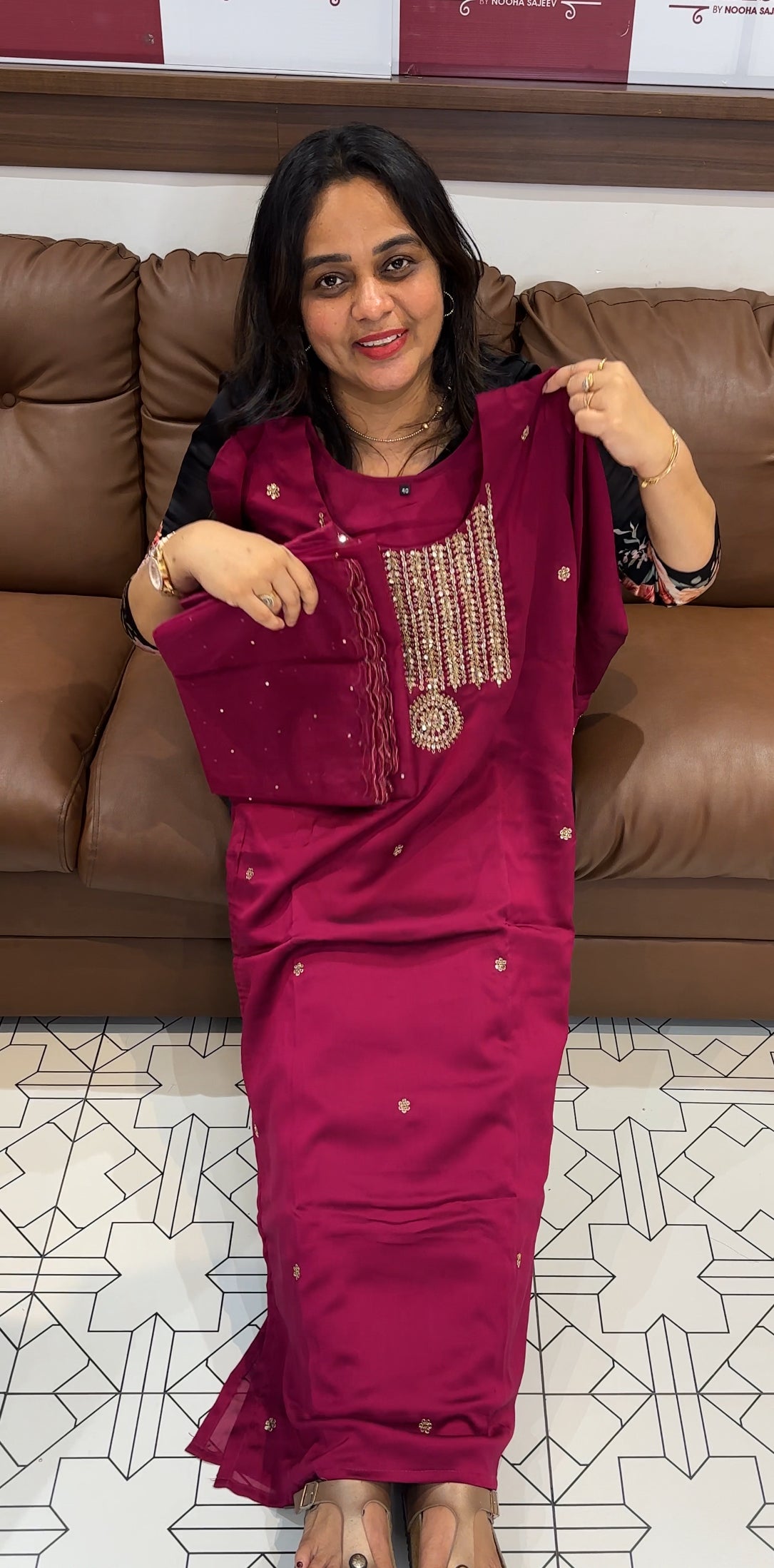 SILKY GEORGETTE TOP,BOTTOM AND DUPATTA - IHA 26689