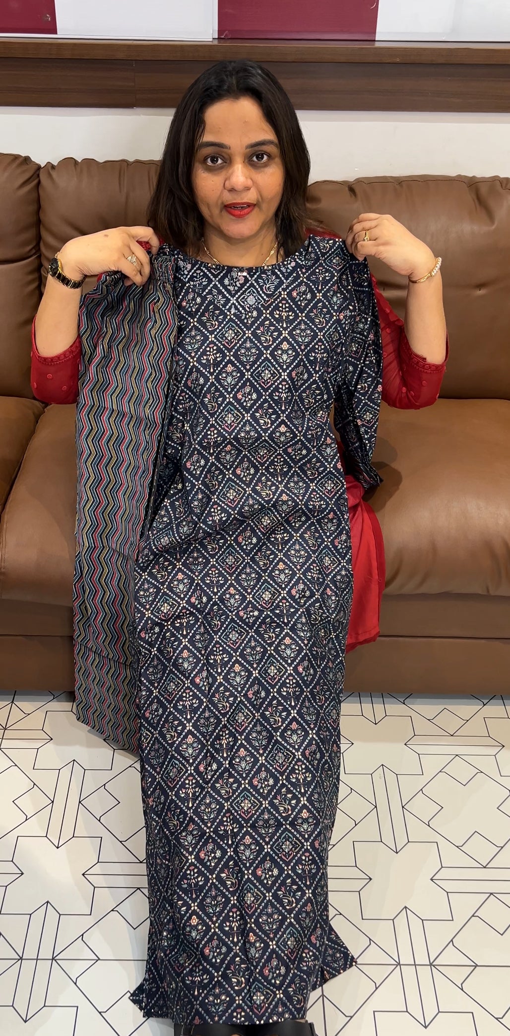 DIGITAL PRINTED LONG SLITTED TOP AND BOTTOM - IHA 22765