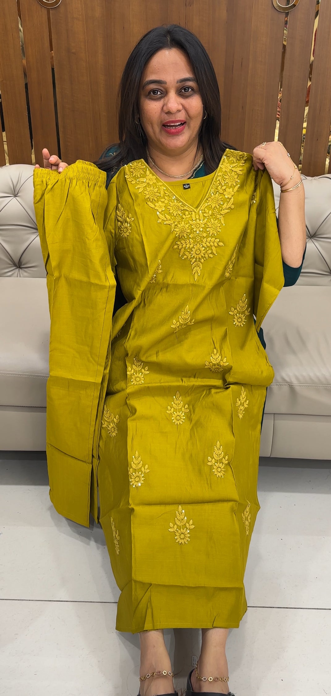 FORWARD SEMI RAW SILK TOP AND BOTTOM - IHA 26087